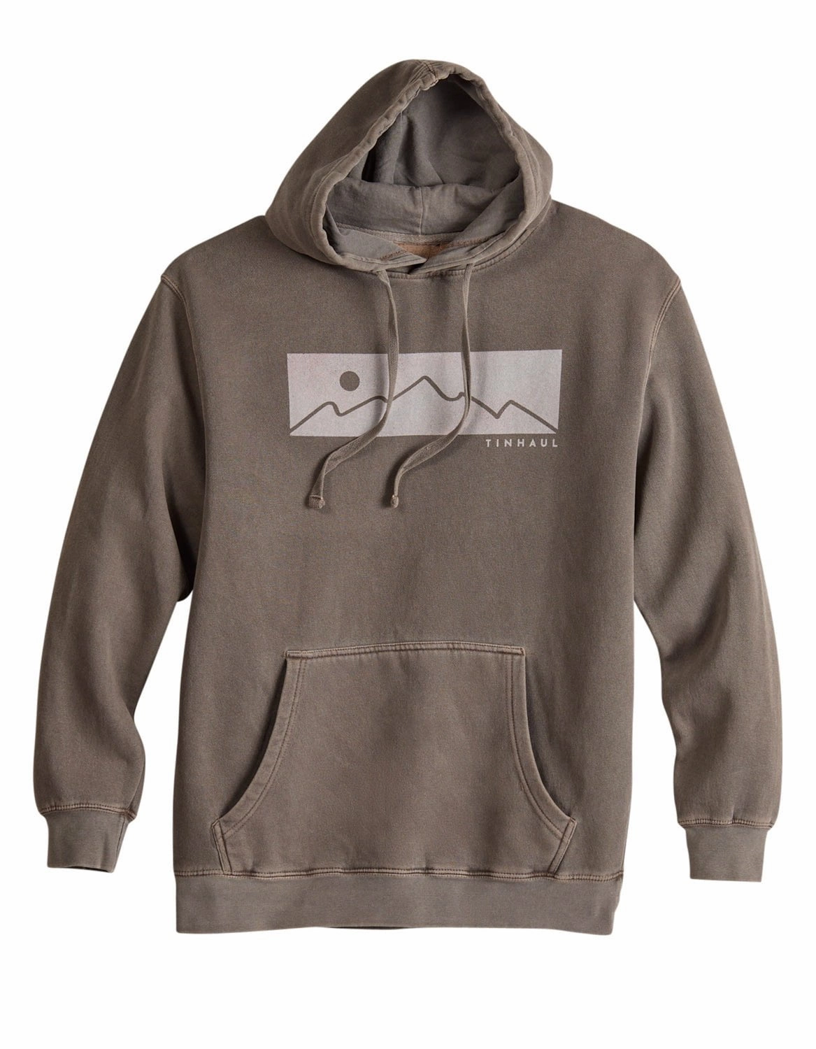 Heat Sealed Edges Ventilation Panels Tin Haul Mens Mountain Print Brown Cotton Blend Hoodie