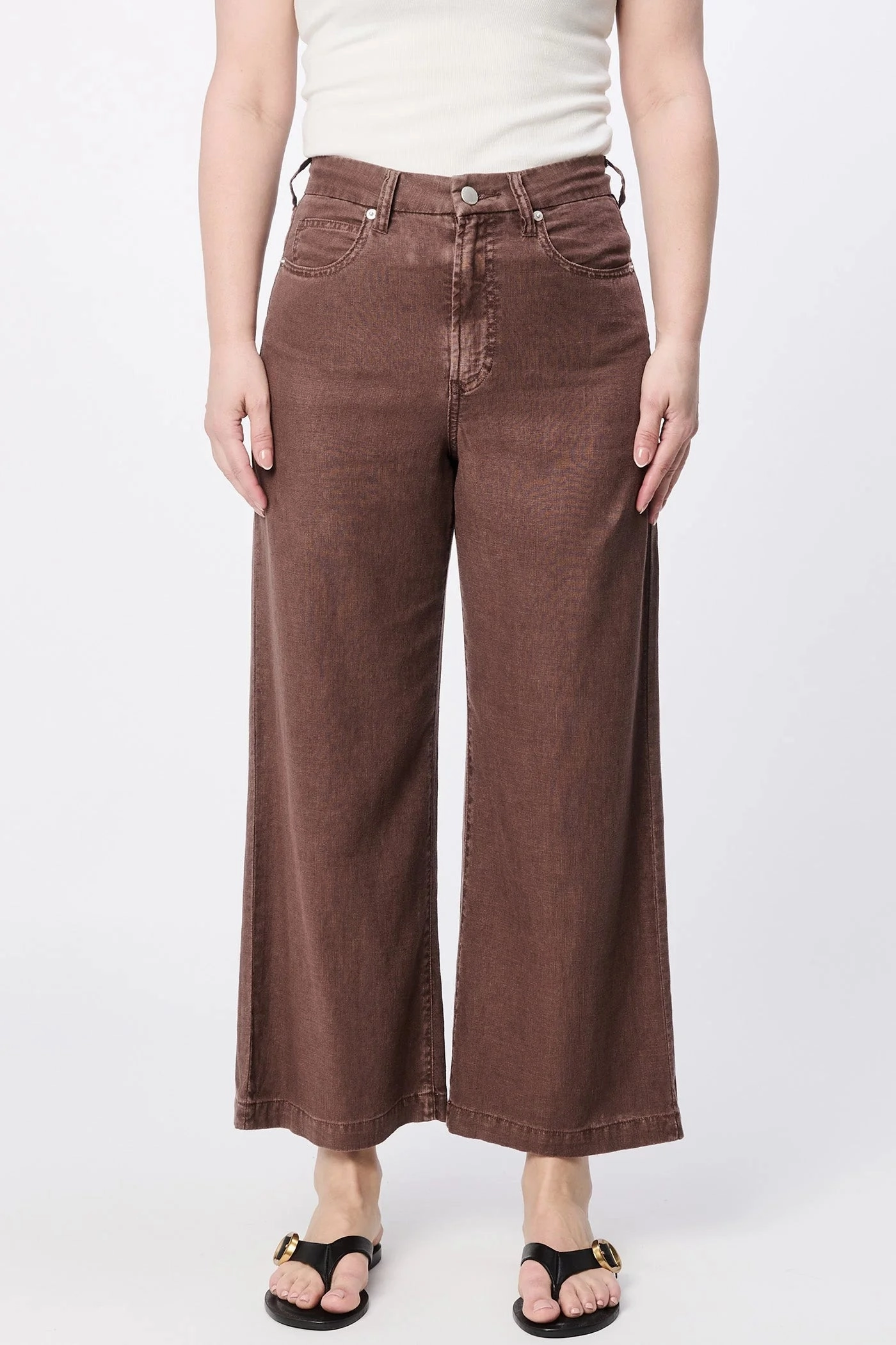 Audrey Wide Leg Pants - Cappuccino FrenchTerryTexture