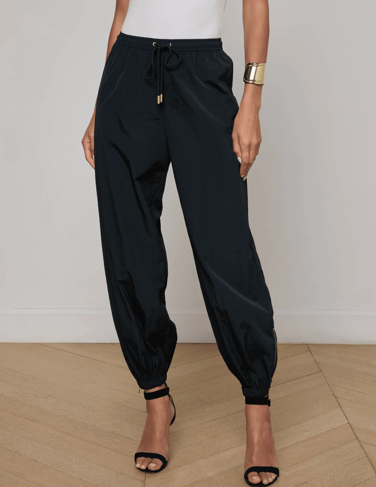 Erasable Logo Patch Durable Stitching L'AGENCE Mariko Zipper Jogger