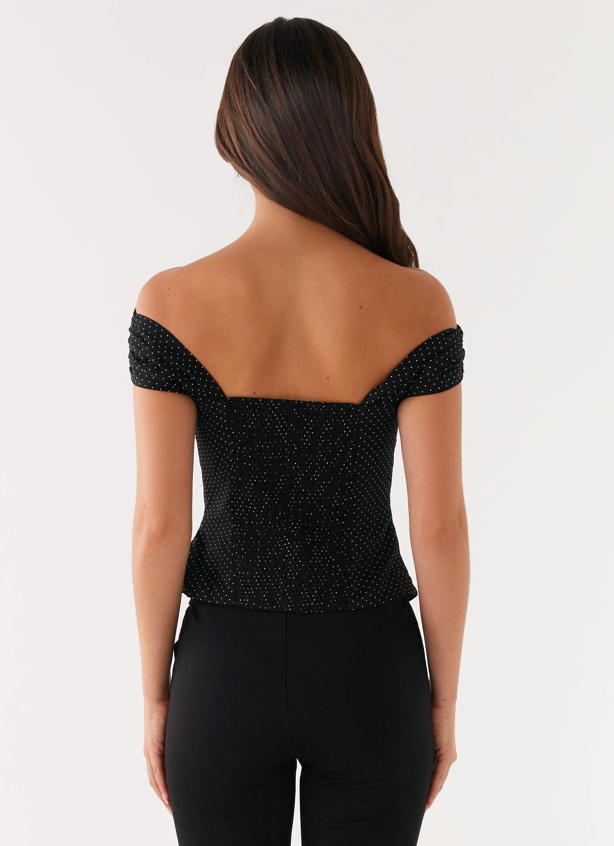 Sport Hoodie Tamera Top - Black Polka Dot