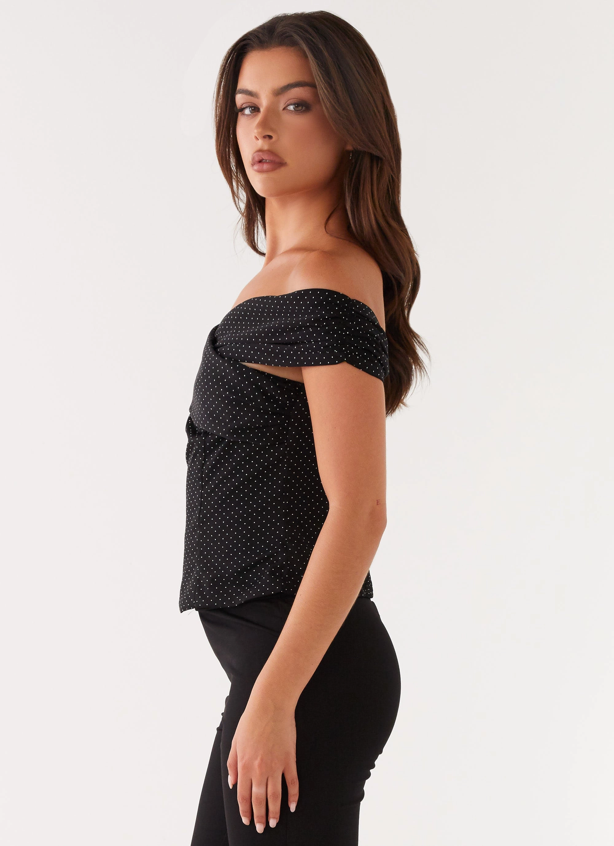 FadeResistant Dye Tamera Top - Black Polka Dot