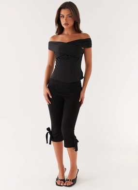 Low Profile Zipper Tamera Top - Black Polka Dot