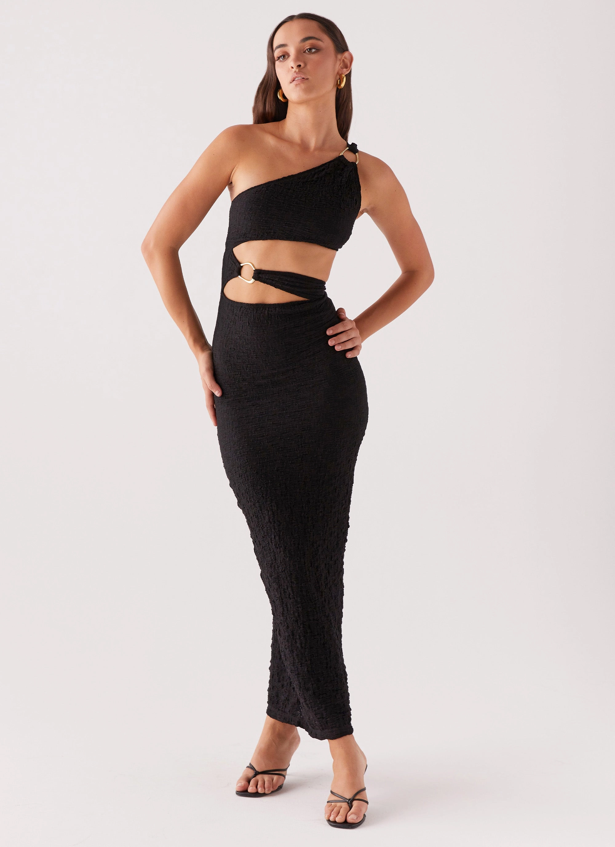 North Haven Maxi Dress - Black Soft Pleats Fashionable Design