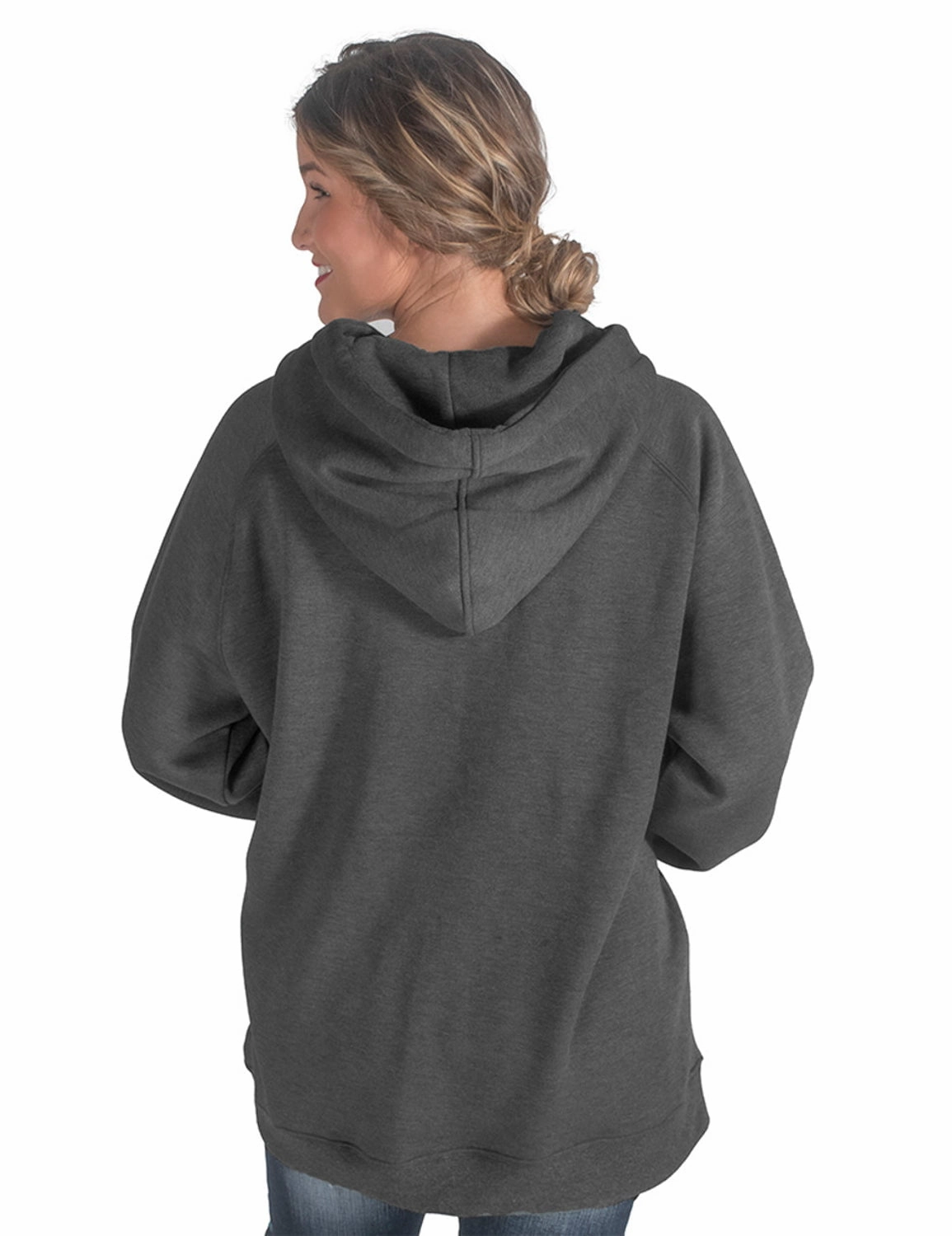 Eco Friendly Cheap Nice Cowgirl Tuff Womens Flag Print Charcoal Poly/Rayon Hoodie