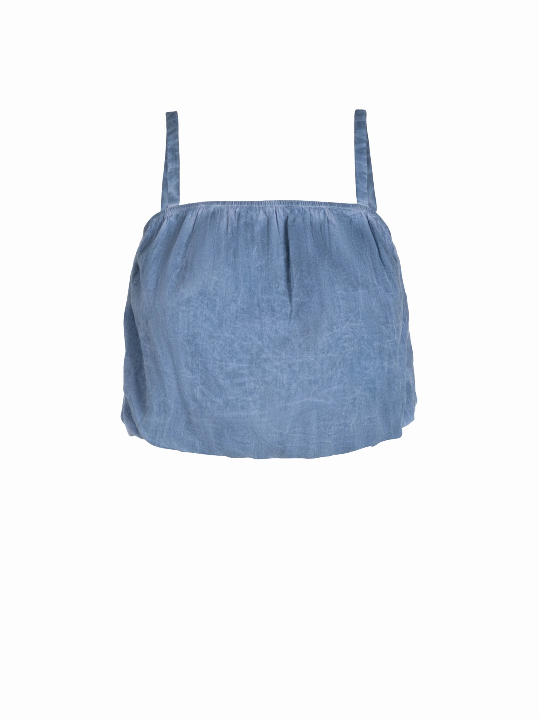 Curved Hem Design Tencel Blend Fabric Dani Top In Stonewash