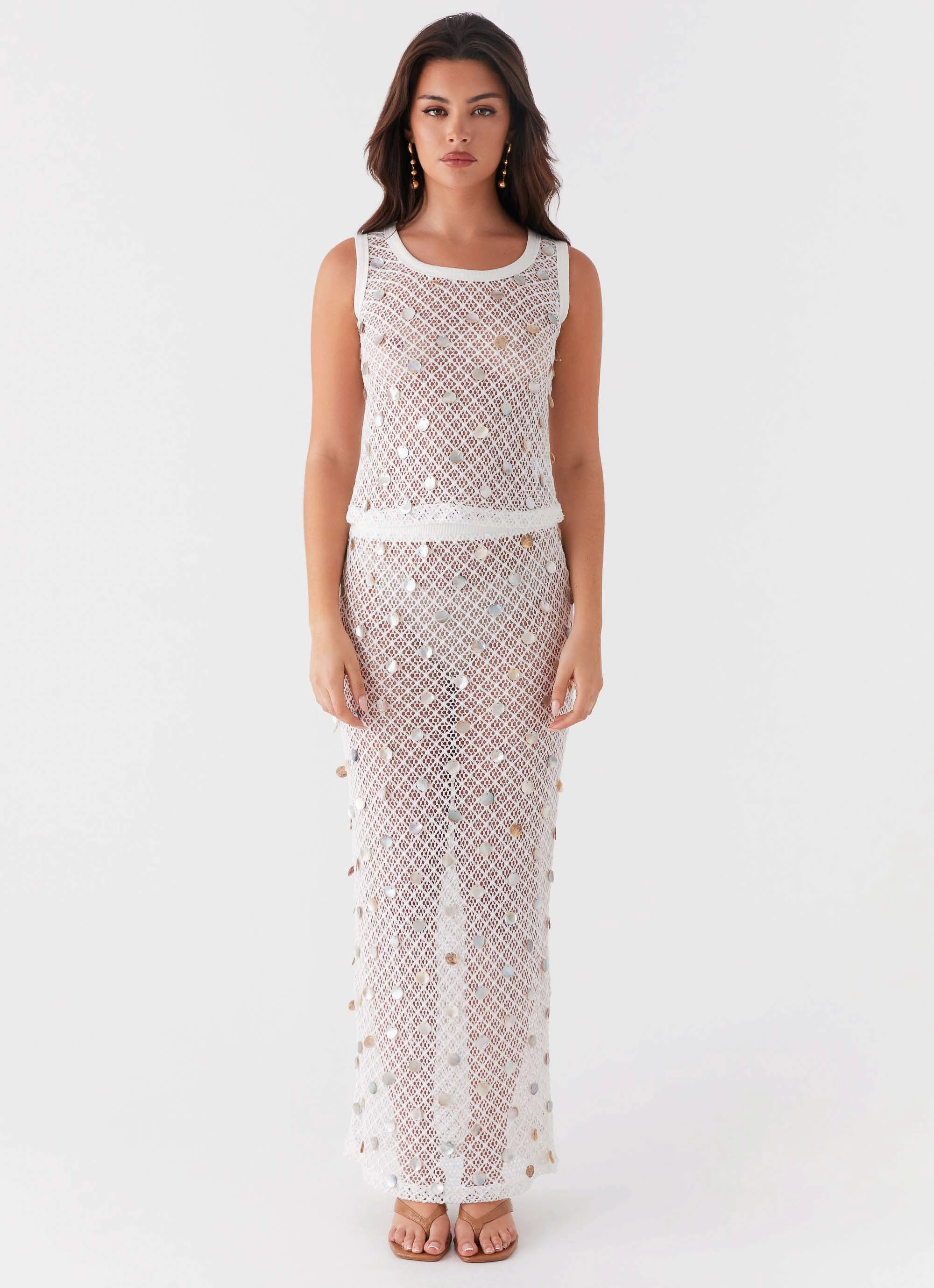 Flatlock Seam Technology Whitehaven Shell Tank Top - White