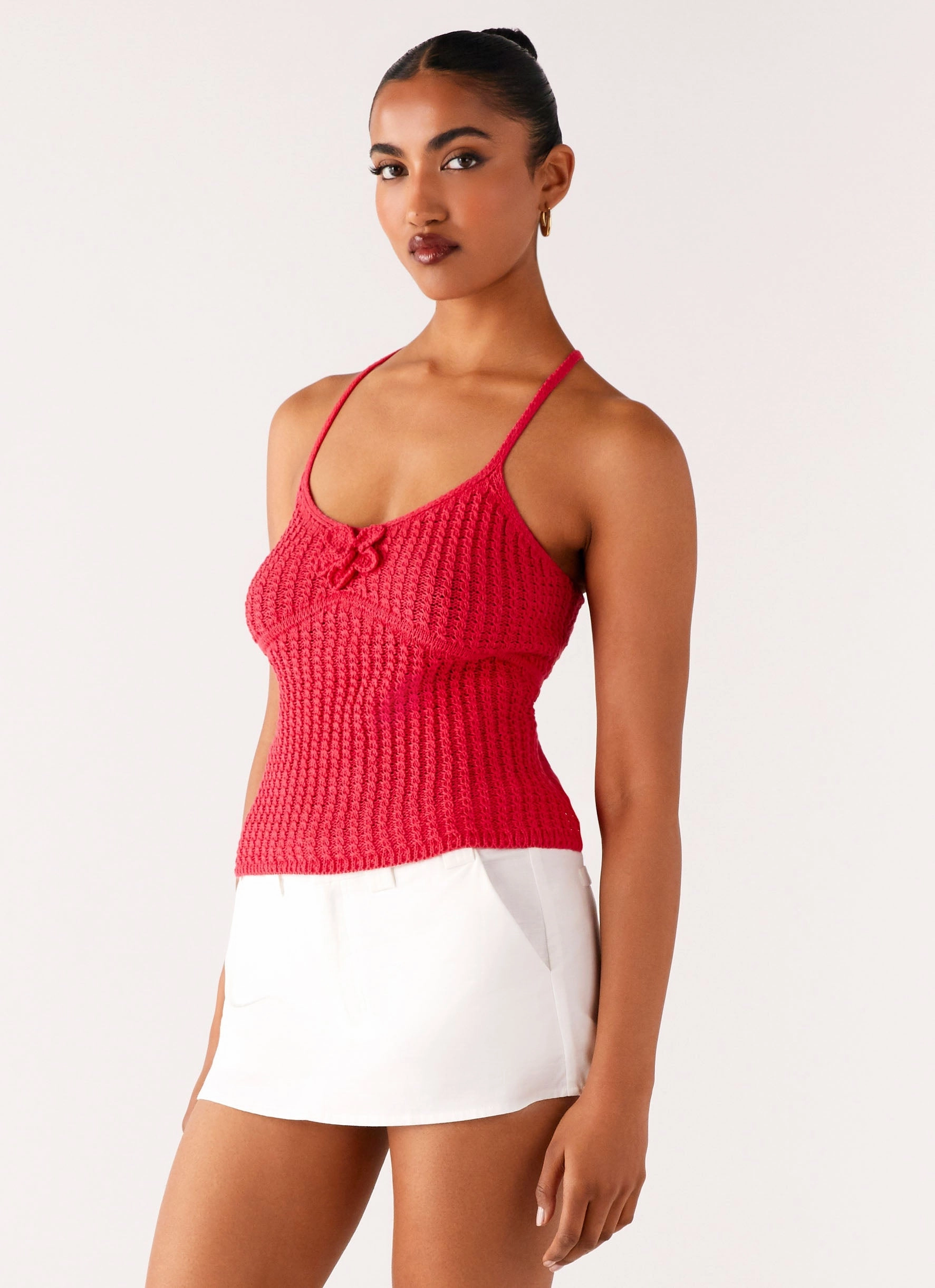 Tiare Crochet Top - Fuchsia UltraSoft Blend Breathable Linen Blend