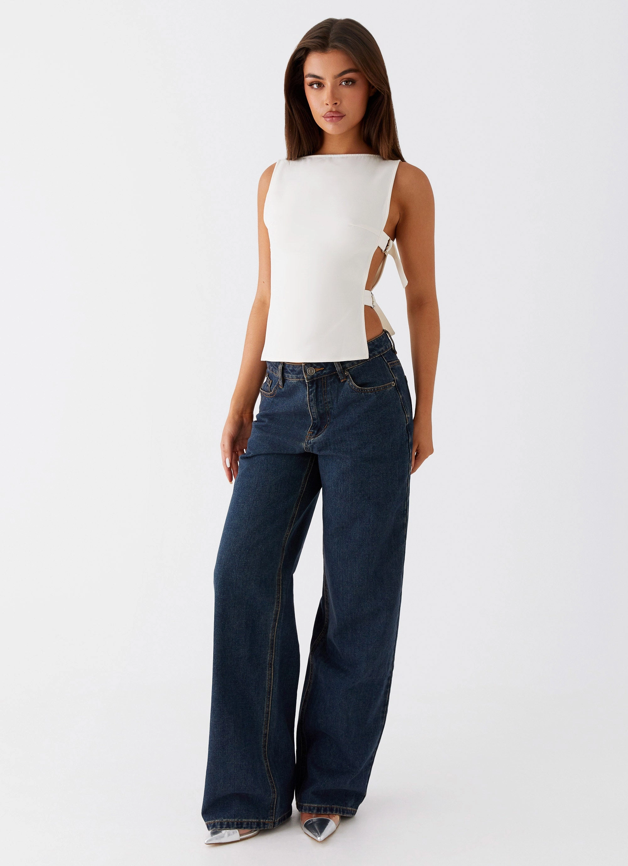 Stylish Jacket ZeroWasteProduction Cherish You Buckle Top - White