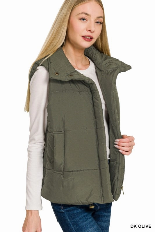 Stretch Fit Heat Sealed Zippers Luca High Neck Puffer Vest