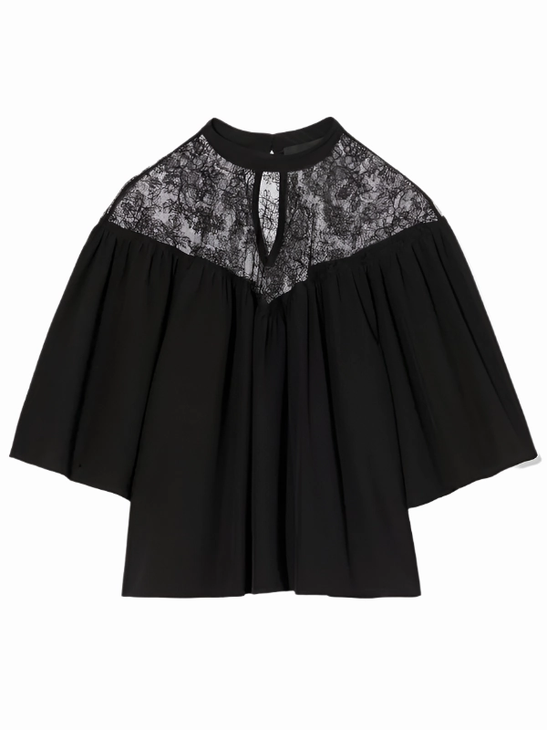 MinimalistAesthetic Eco Friendly Blend Lucie Lace Blouse in Black