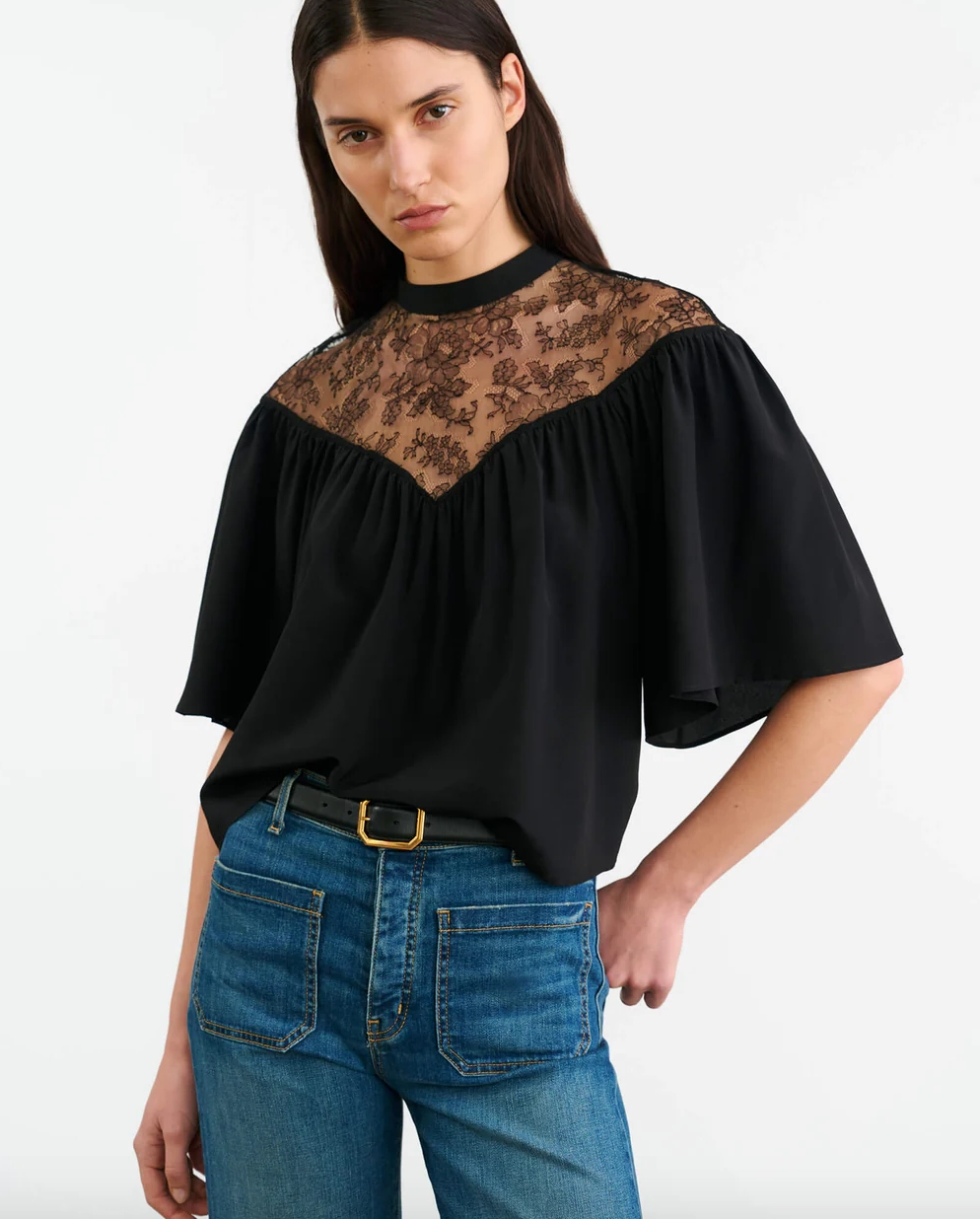SeamlessDesign AntiPillingTechnology Lucie Lace Blouse in Black