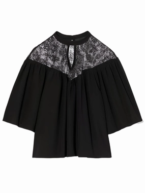 MinimalistAesthetic Eco Friendly Blend Lucie Lace Blouse in Black