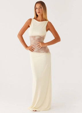 Lucinda Maxi Dress - Yellow Polished and Elegant Sequin-Detail