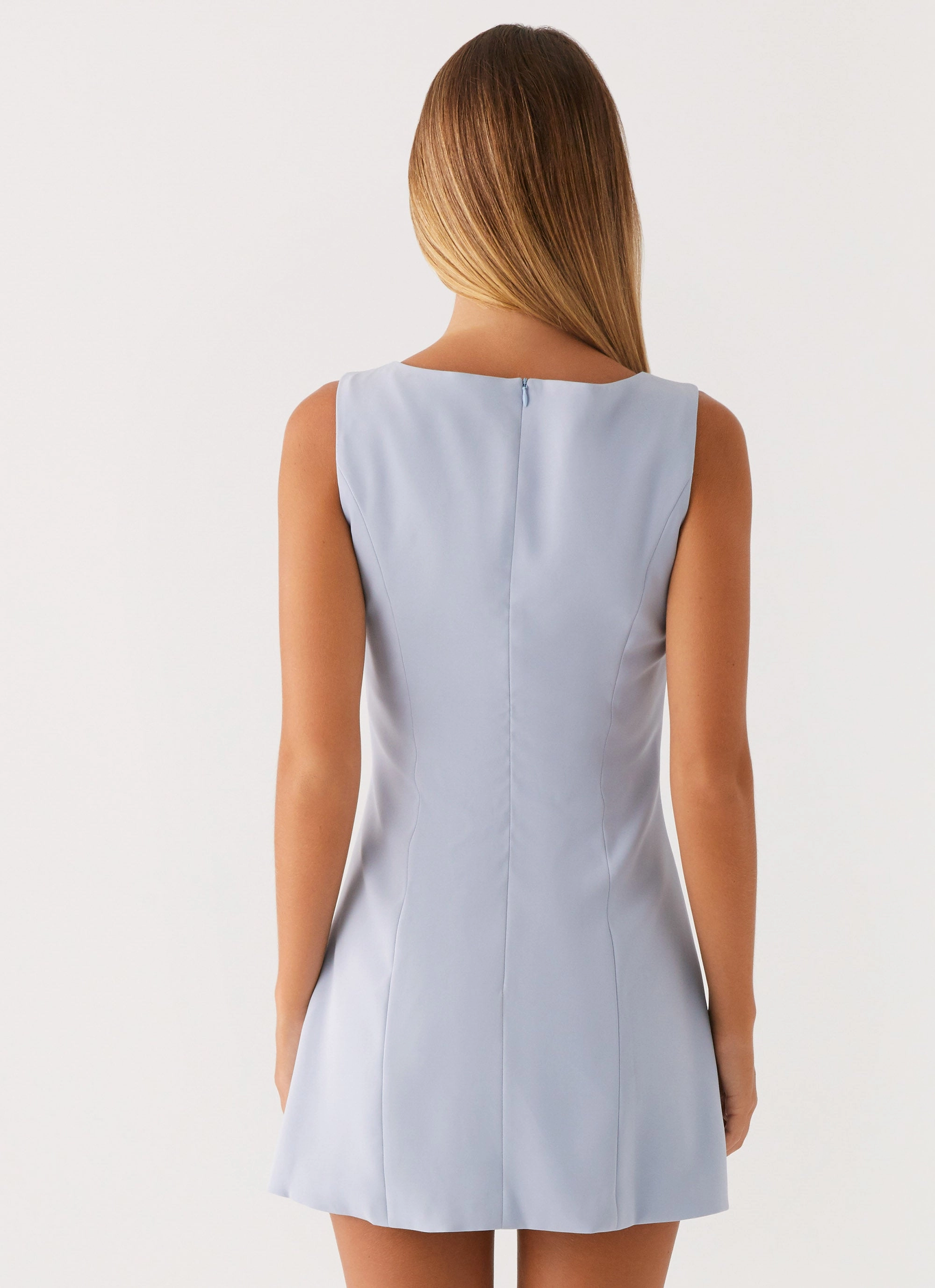 Lucky Charm Mini Dress - Blue Ruched-Detail
