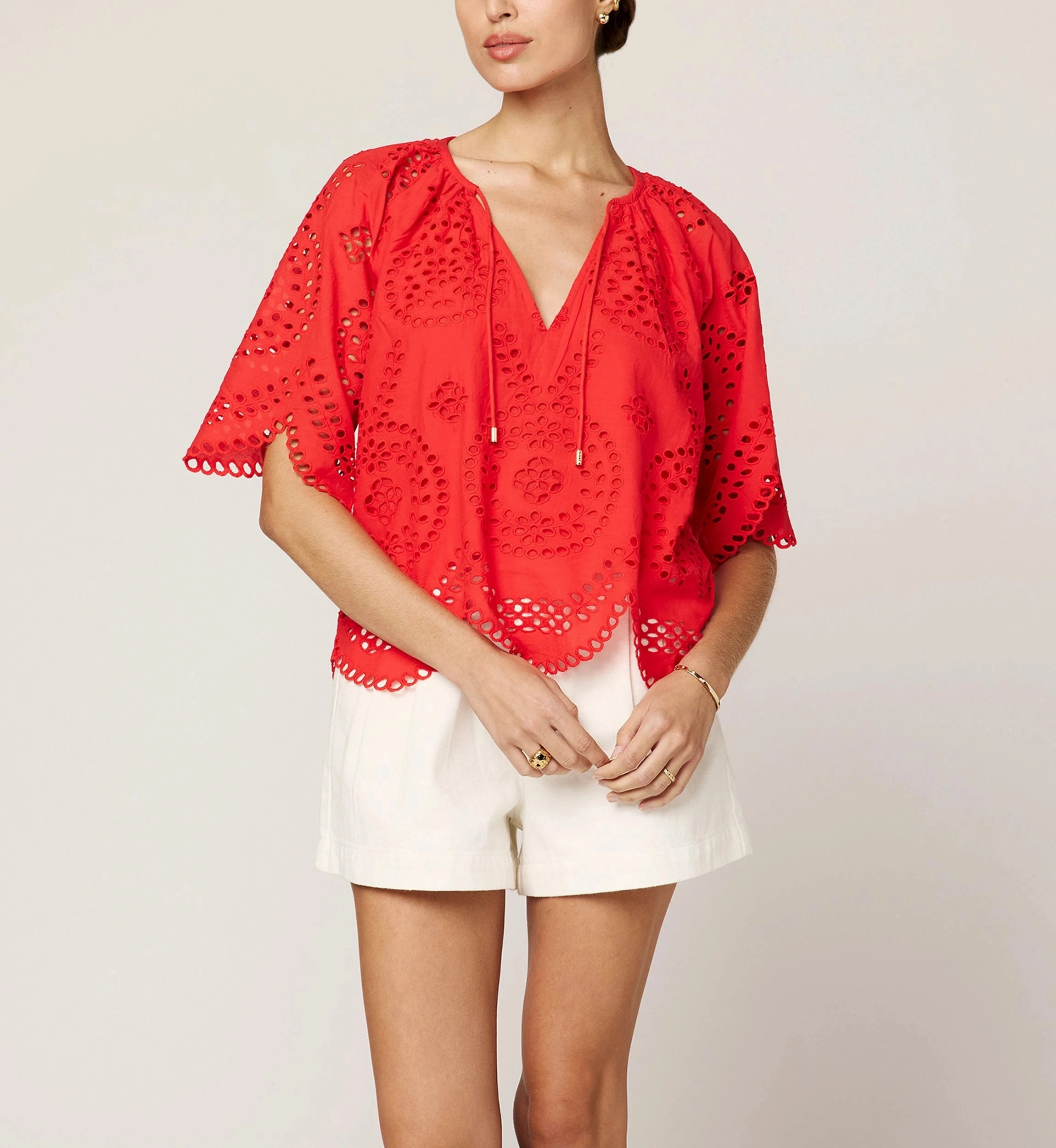 Lulu Blouse | Poppy Red BambooBlend Self Cleaning Coating