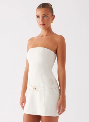 City Mood Vibe Choice Lume Strapless Mini Dress - Ivory