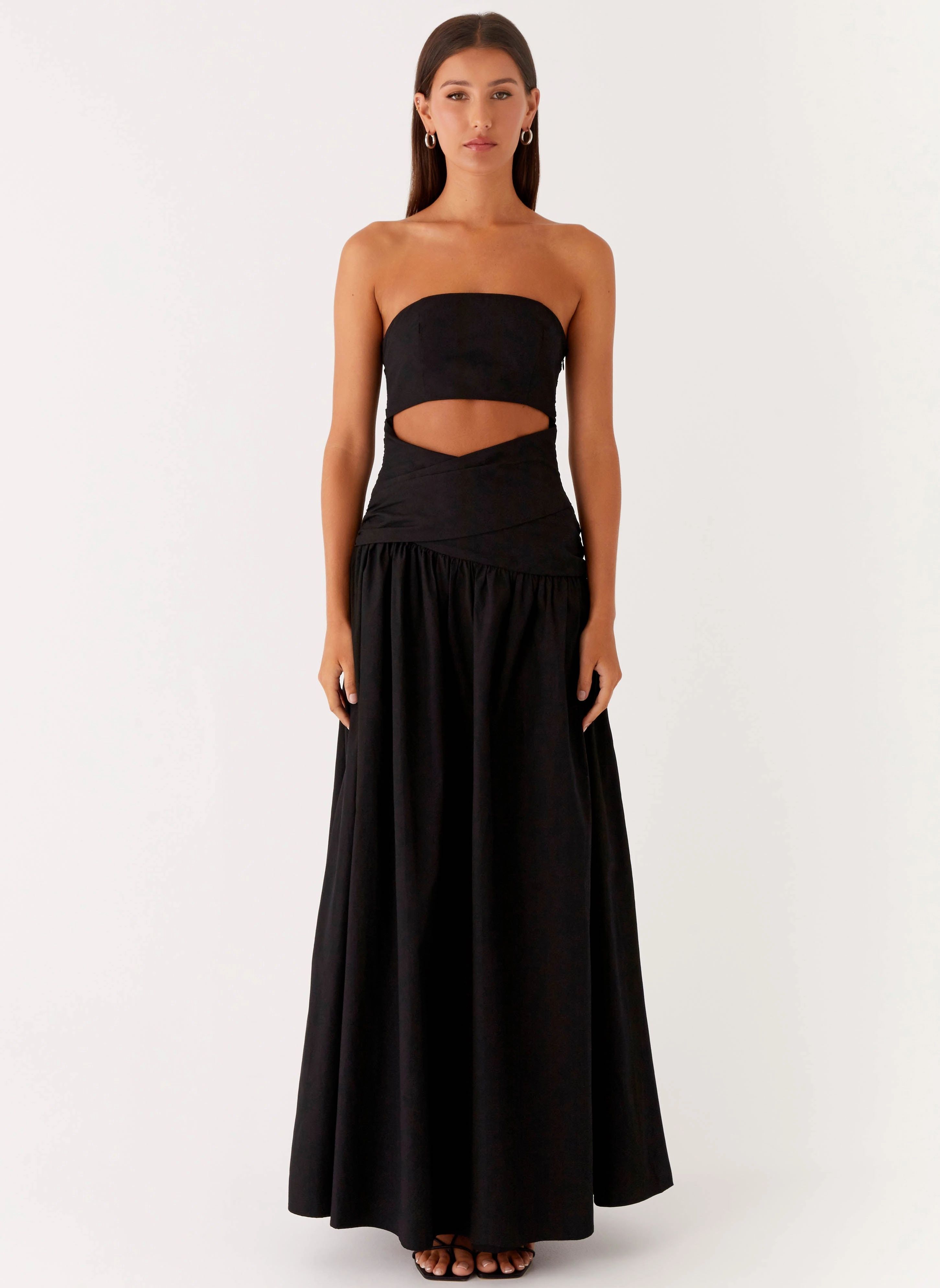Lumen Maxi Dress - Black Flare Hem Soft and Light