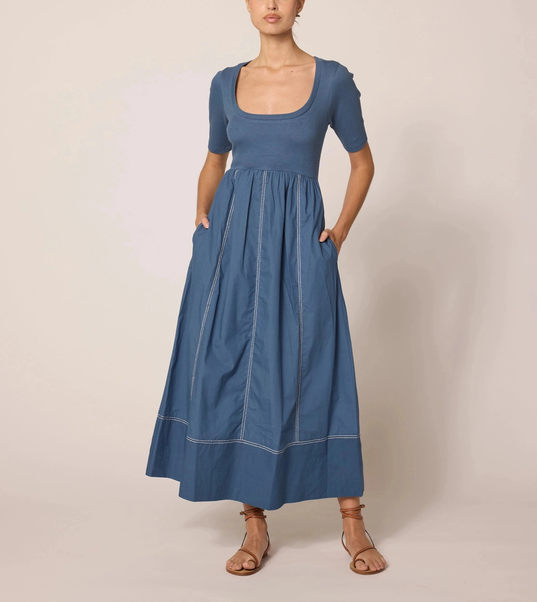 QuickDry Technology Relaxed Crew Neck Opening Luna Ankle Dress | Bluefin