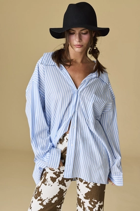 Luna Oversized Stripe Shirt - Blue Ethical production