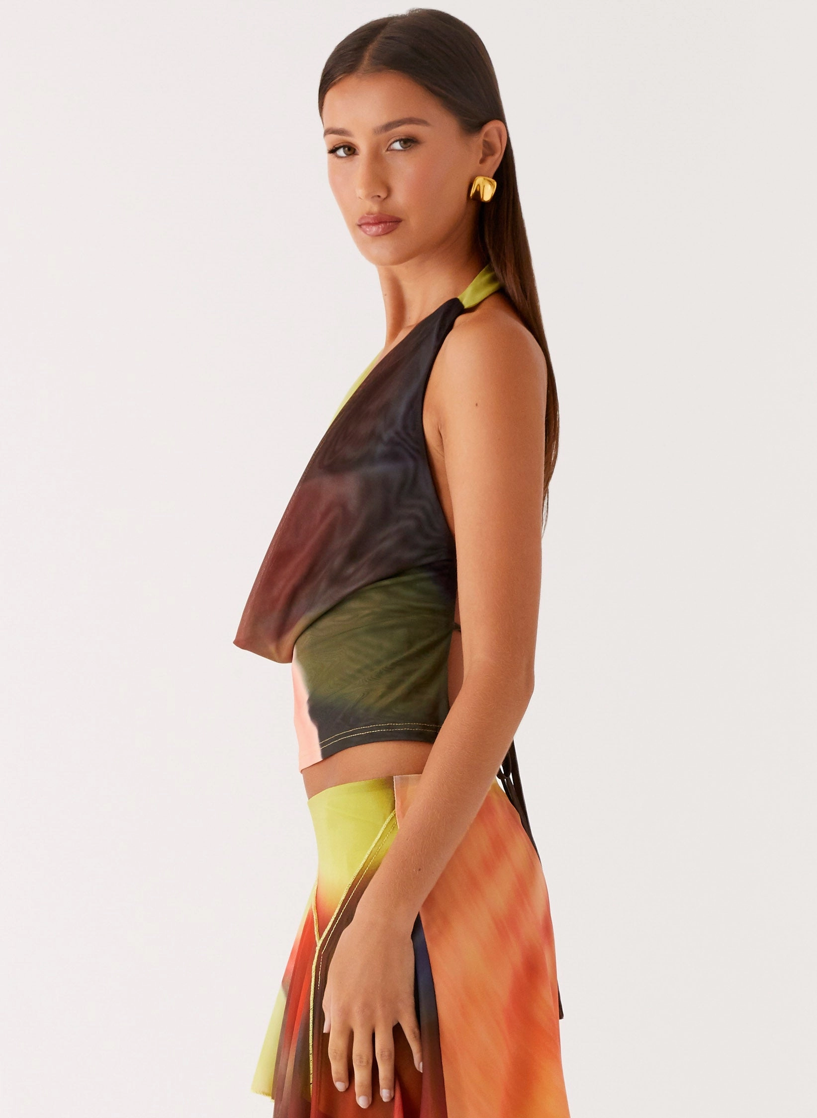 simple design Lustra Cowl Top - Moody Floral