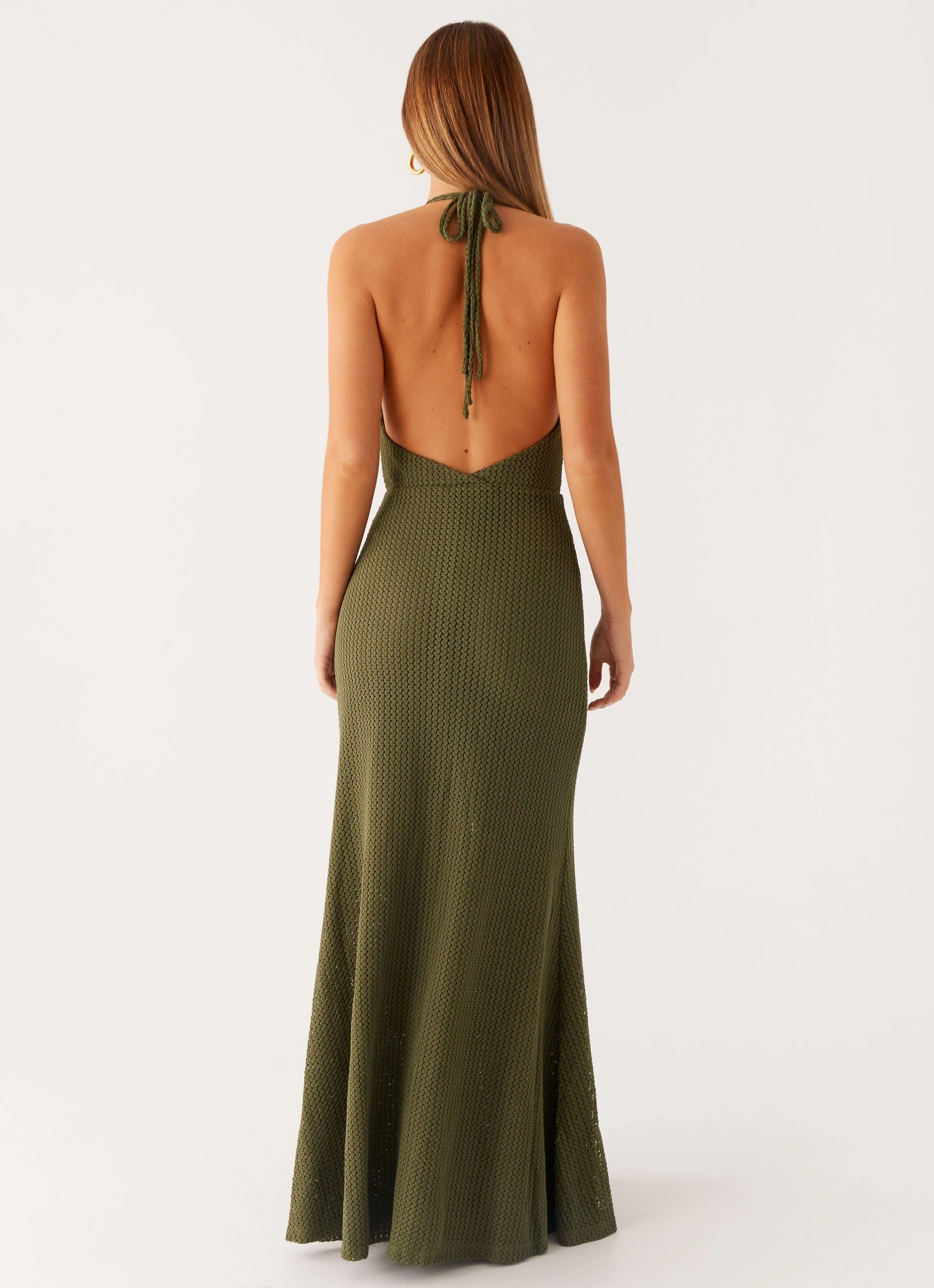 Thora Maxi Dress - Olive Layered Design Tear-resistant