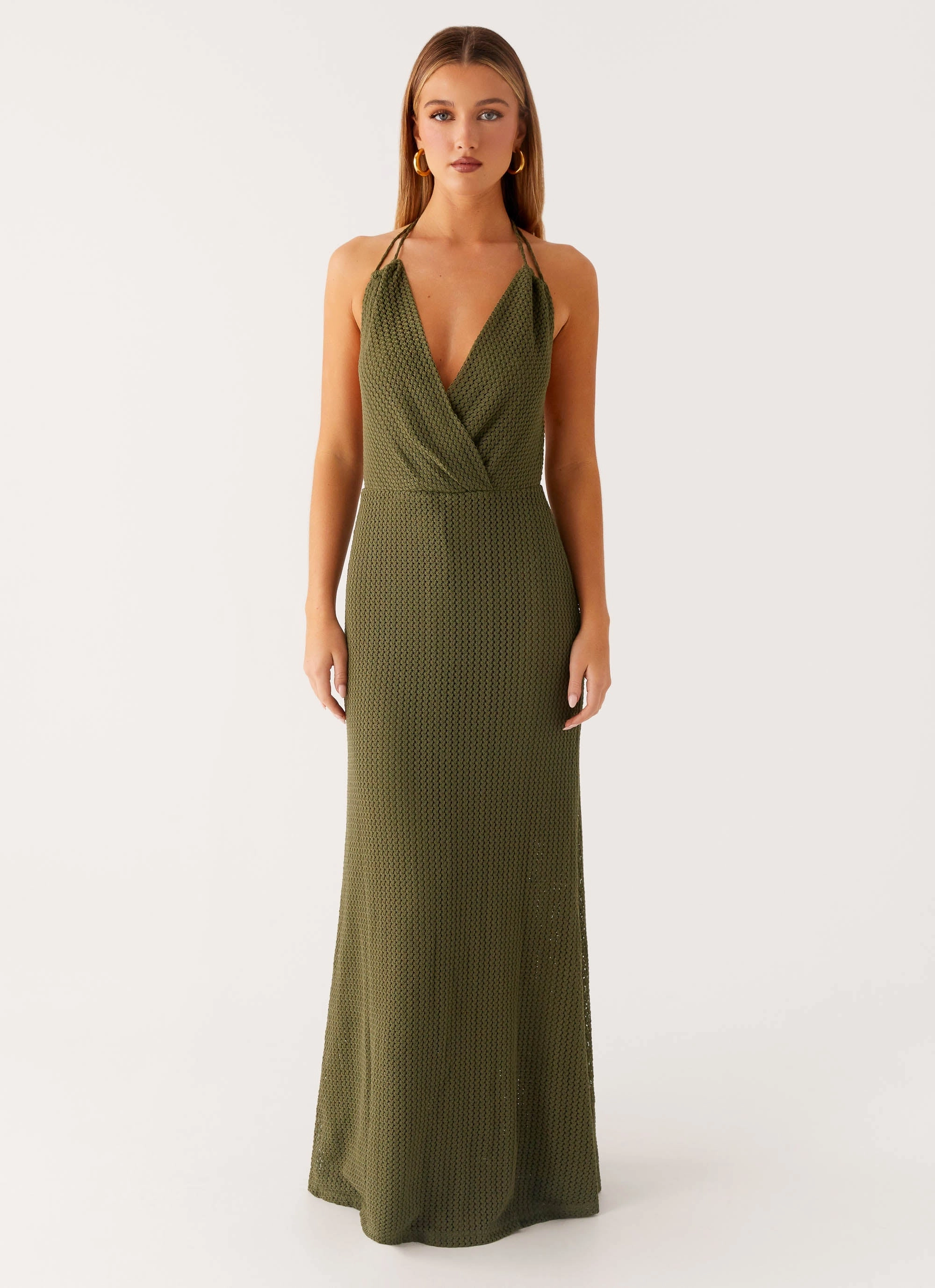Bold-Color Thora Maxi Dress - Olive