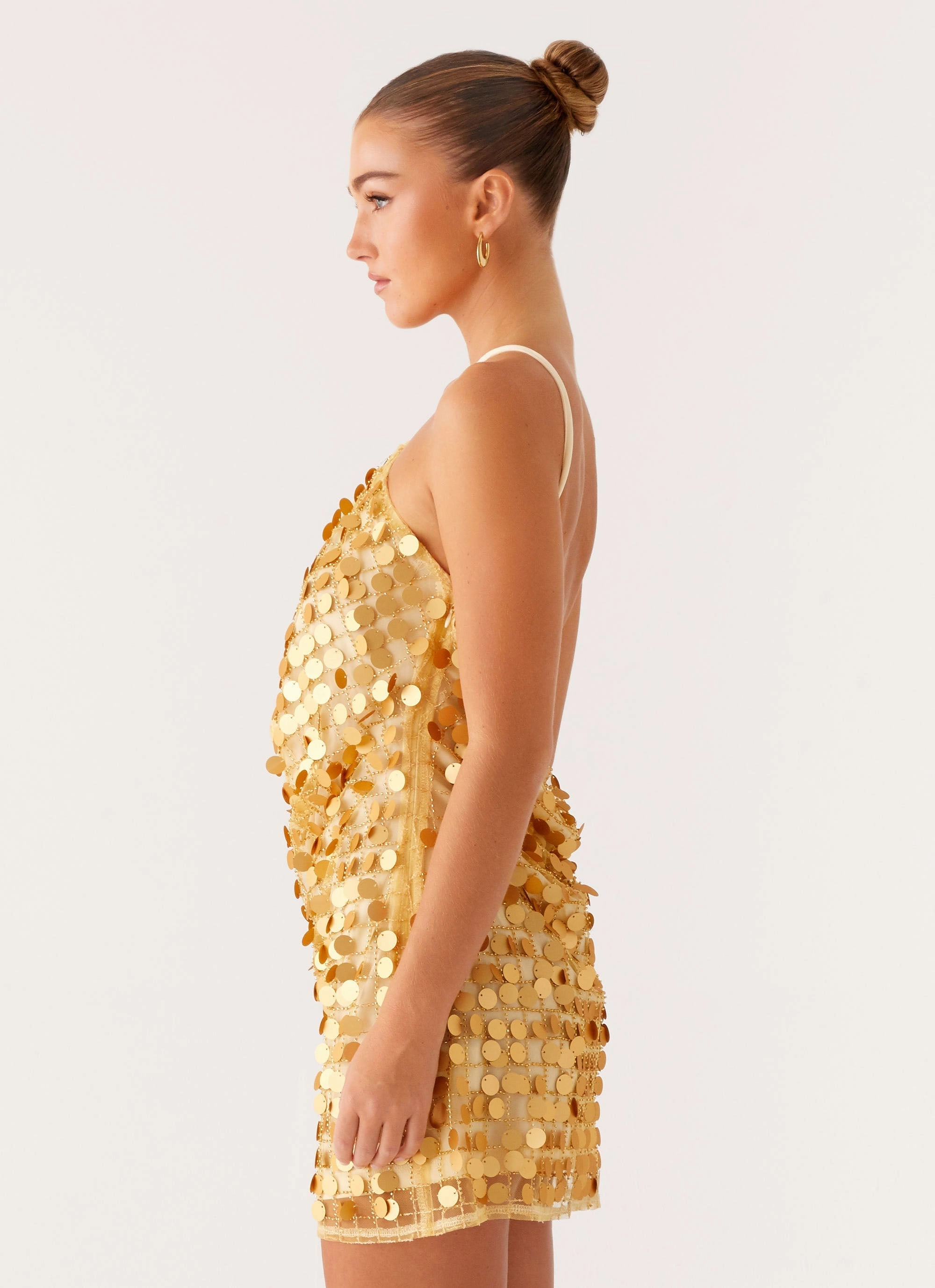 Xander Sequin Mini Dress - Gold Soft Fabric Easy Mood
