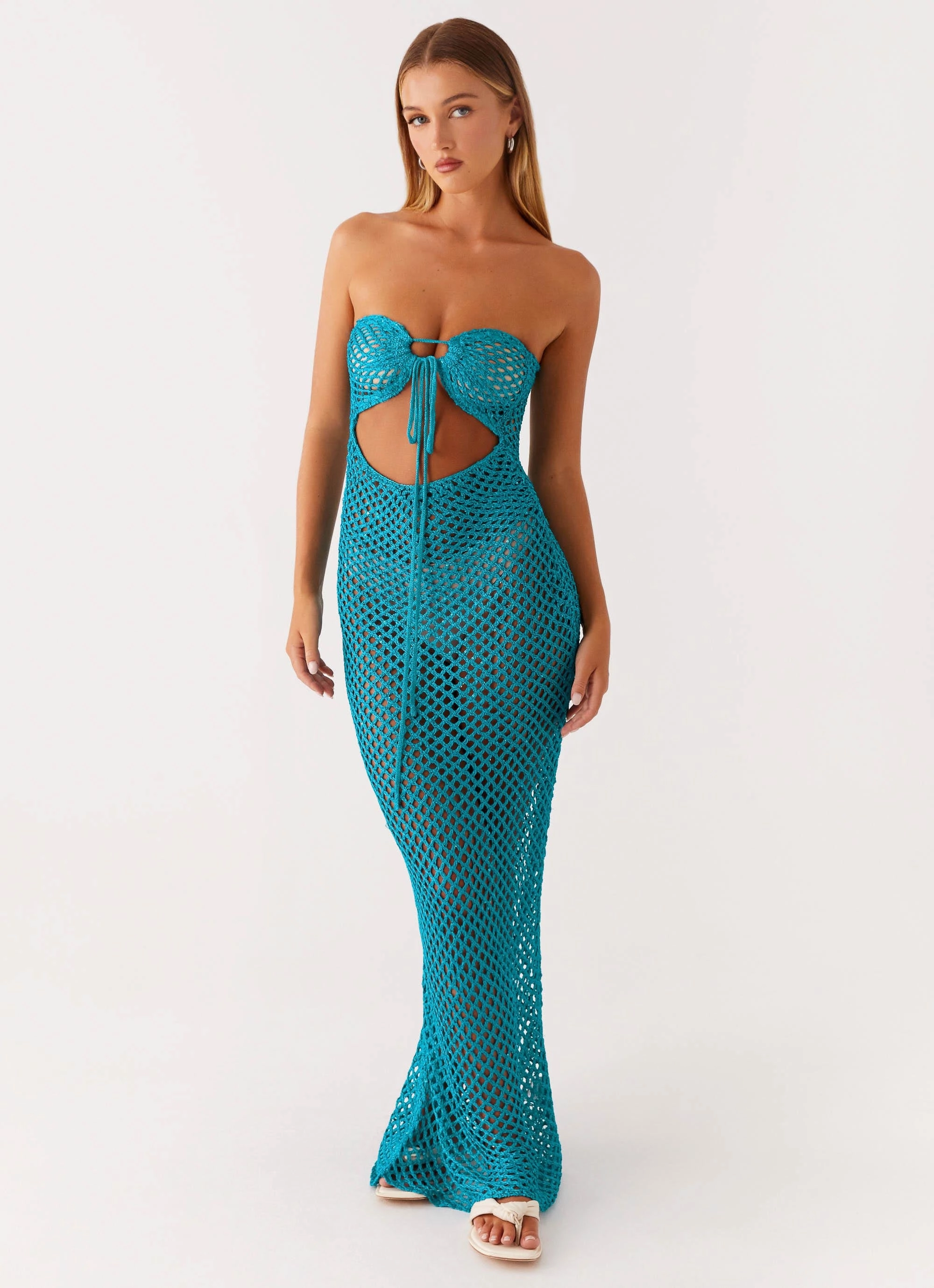 Sun Kissed Crochet Maxi Dress - Blue Pure Vibes