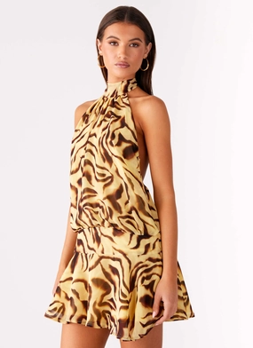 Photo Bright Zulla Backless Mini Dress - Laguna Print