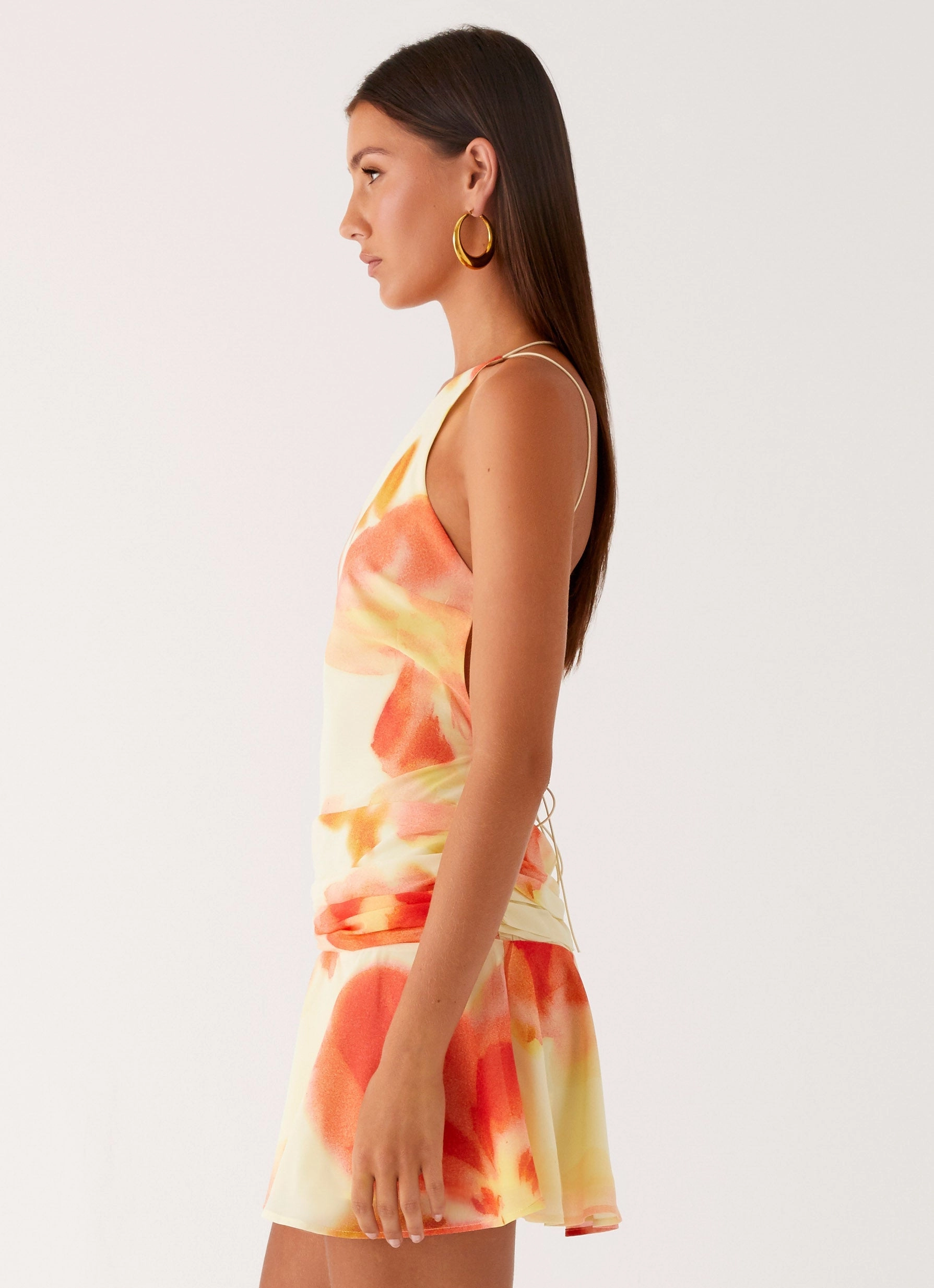 Feminine Cut Meah Backless Mini Dress - Mimosa Blossom
