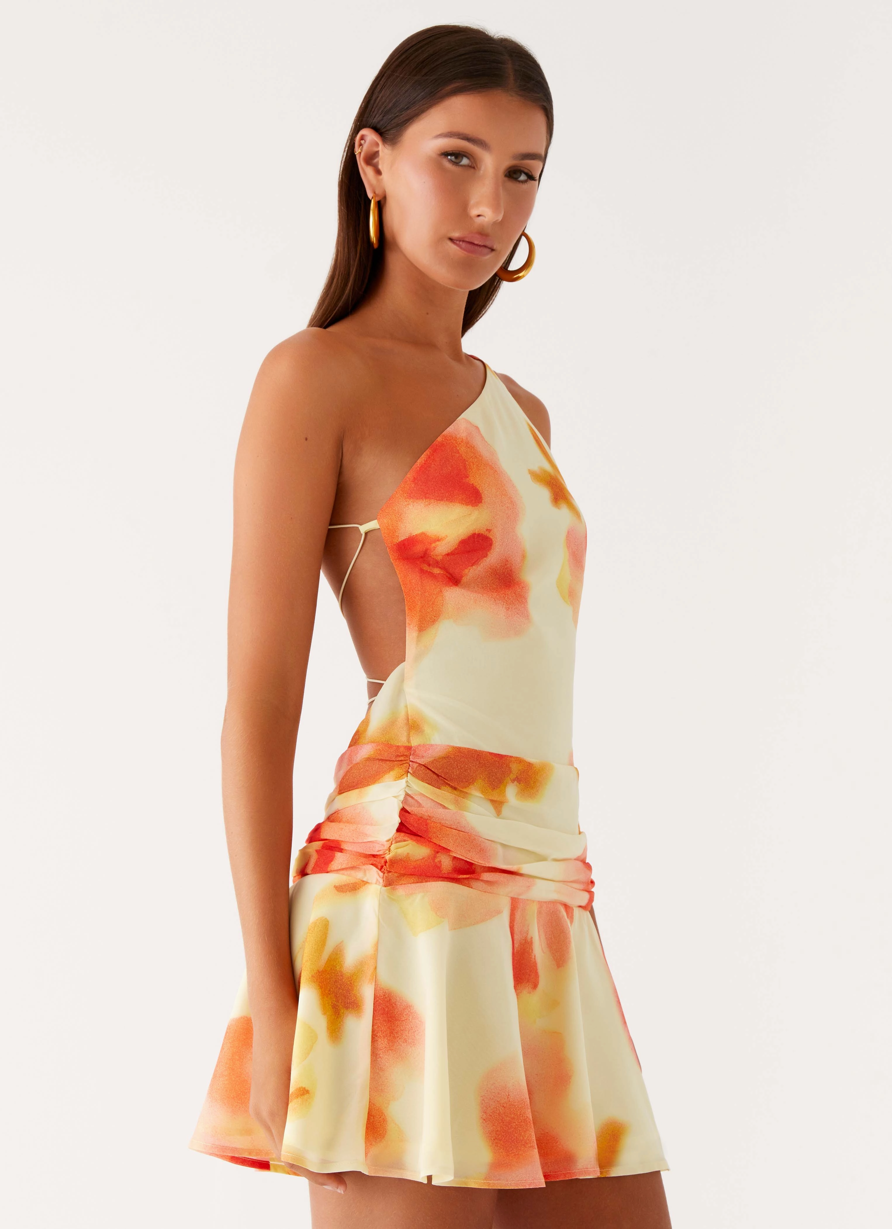 Everyday Outfit ConvertibleNeckline Meah Backless Mini Dress - Mimosa Blossom