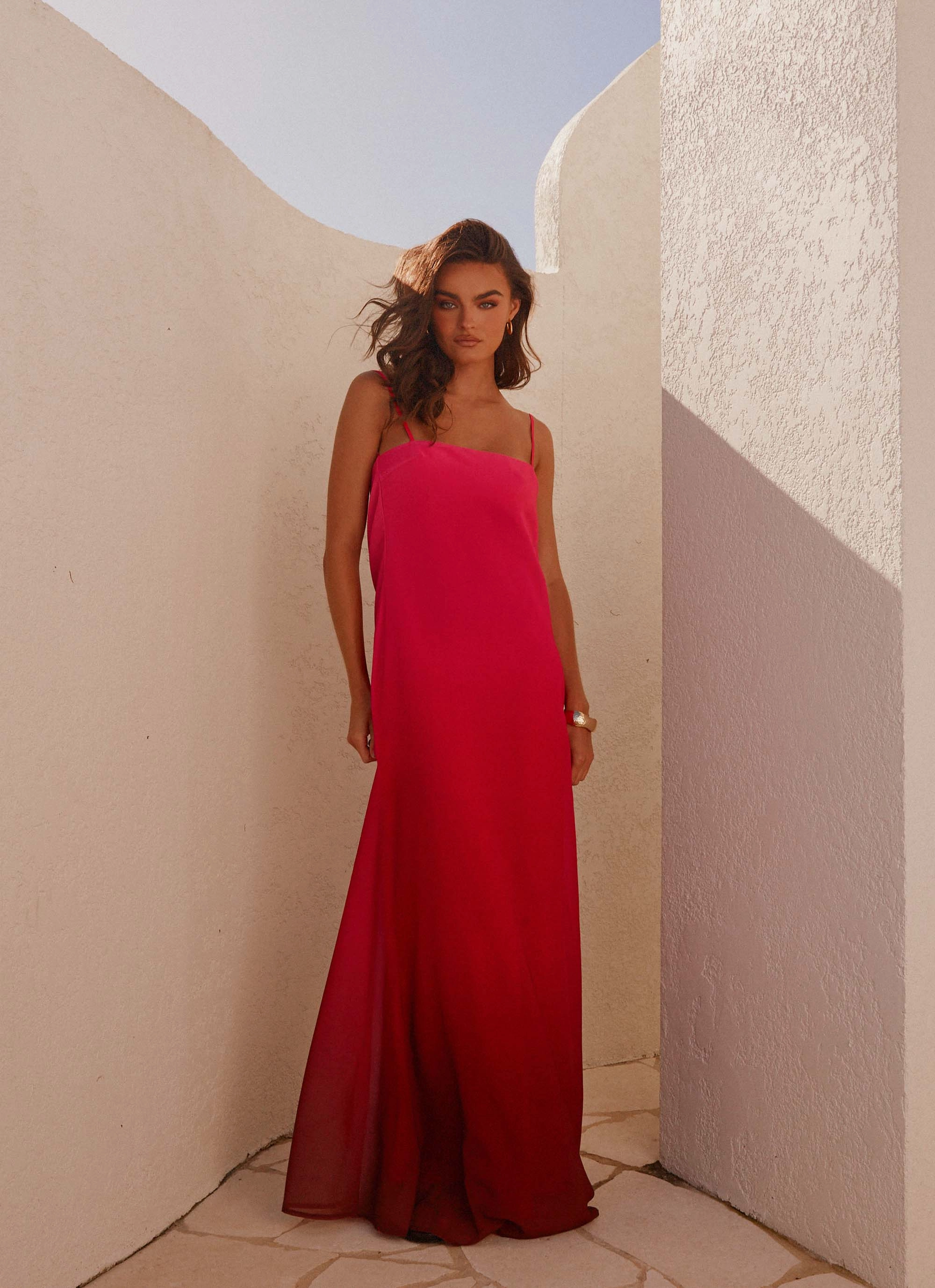 Lace Soft Marianne Maxi Dress - Fuchsia Gradient