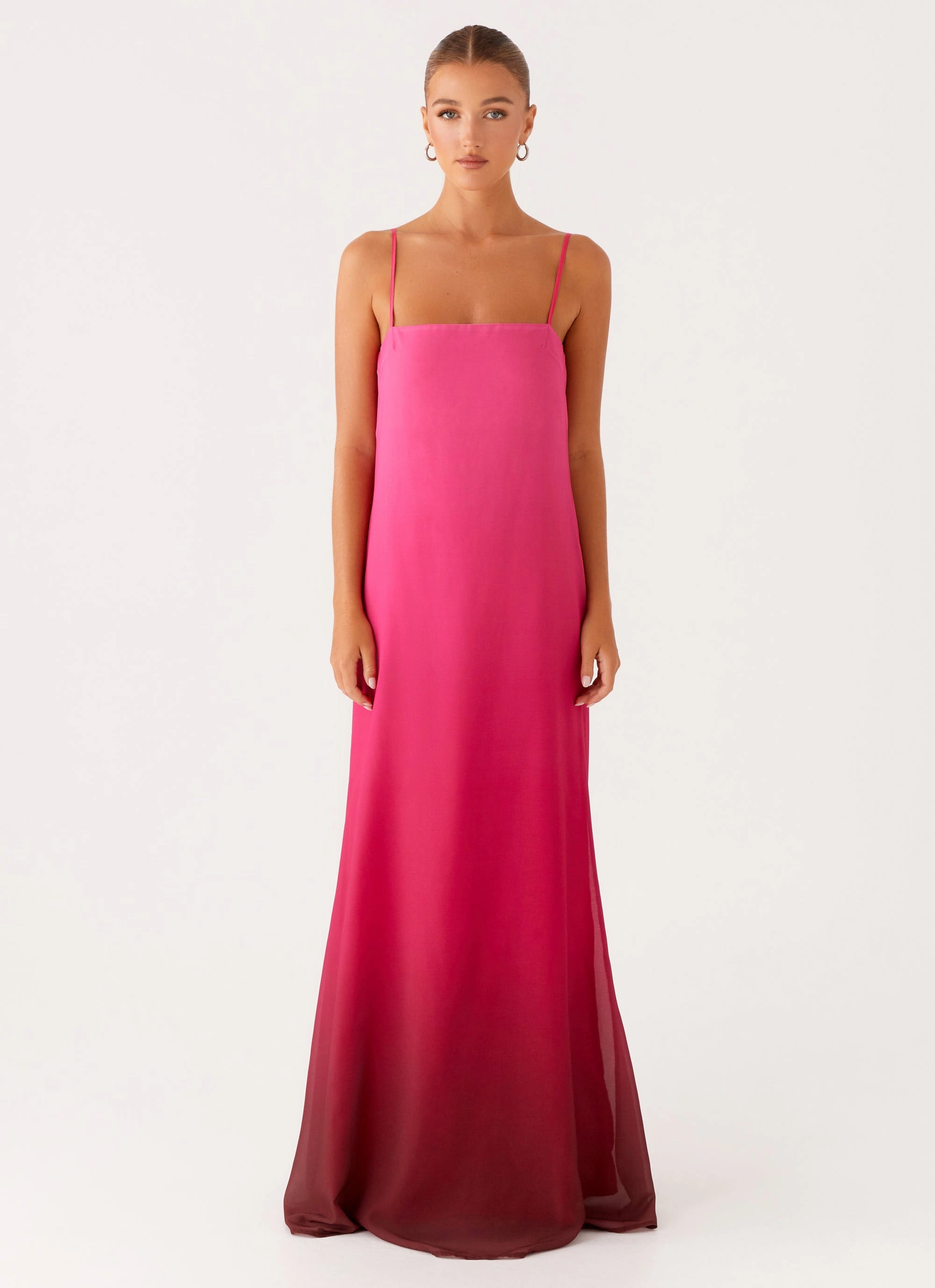 Bright Accent Tailored-fit Marianne Maxi Dress - Fuchsia Gradient