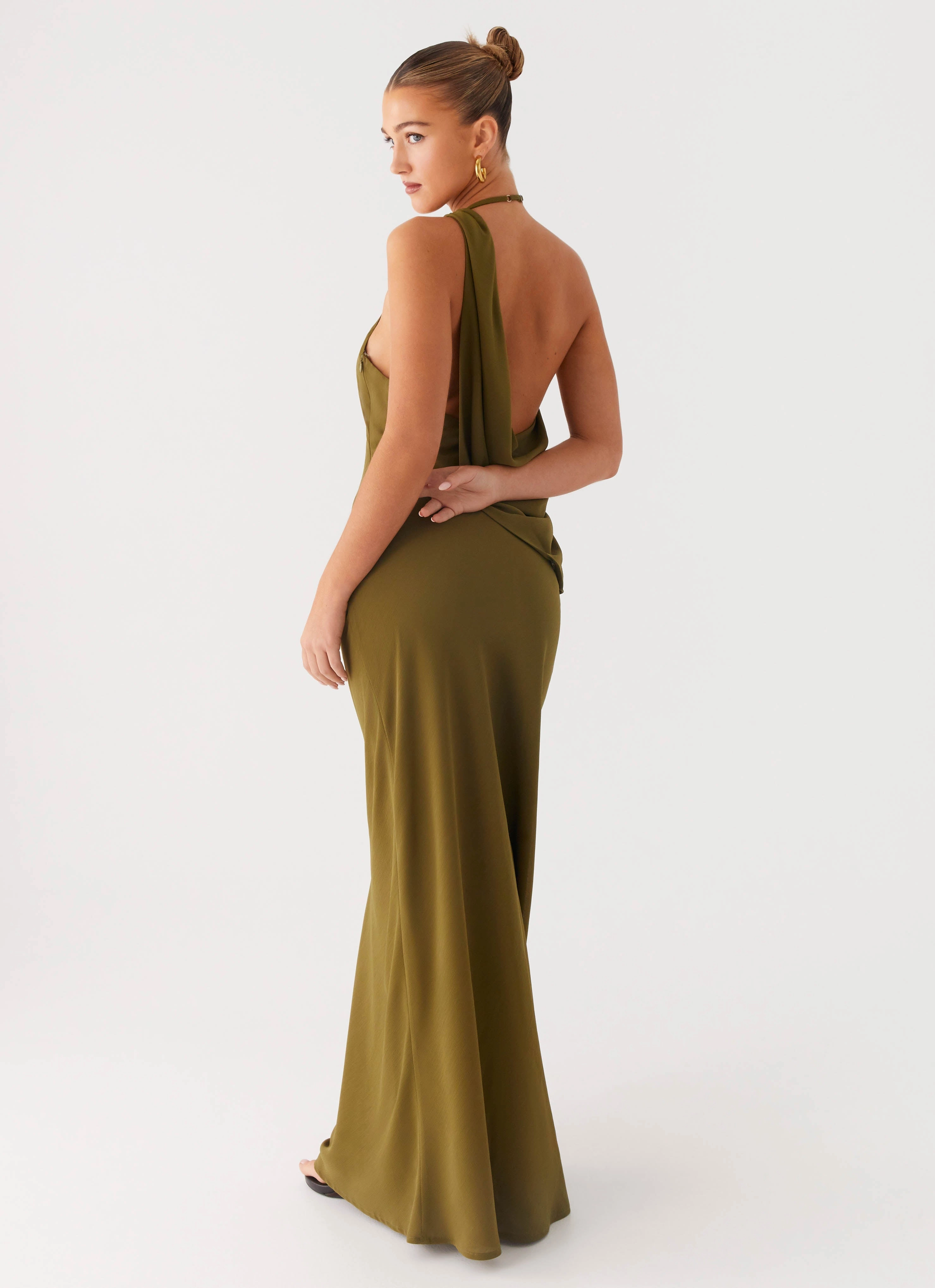Opal Glow Maxi Dress - Khaki Sophisticated Line Boho Aesthetic