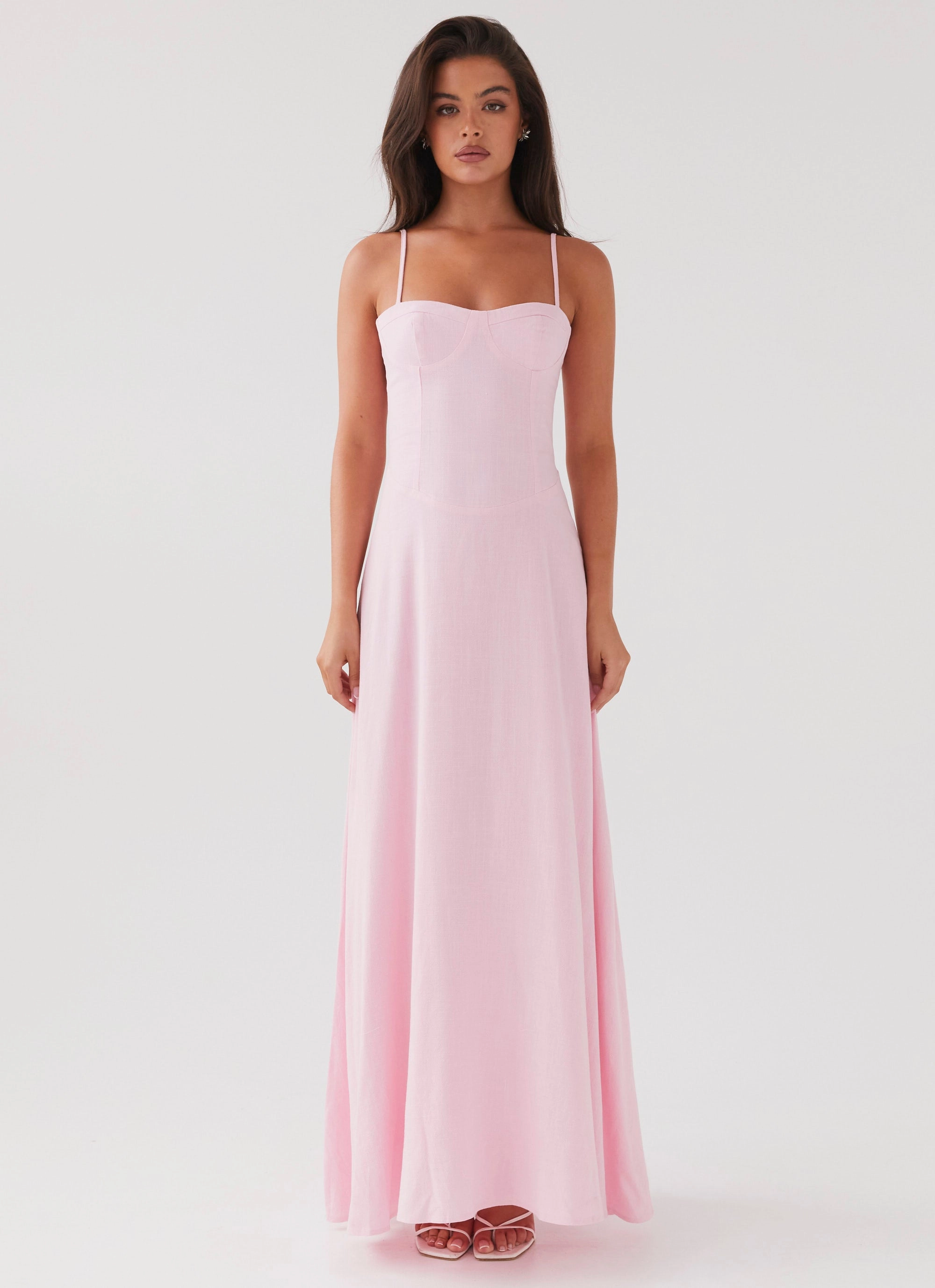 Zip Ease Color Glow Angelina Linen Maxi Dress - Pink Petal