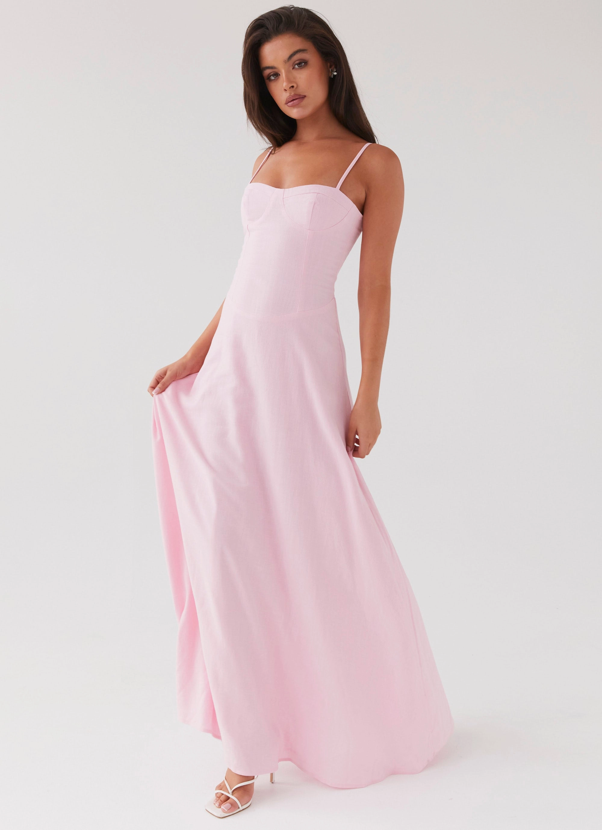Soft Flow Warm Season Angelina Linen Maxi Dress - Pink Petal