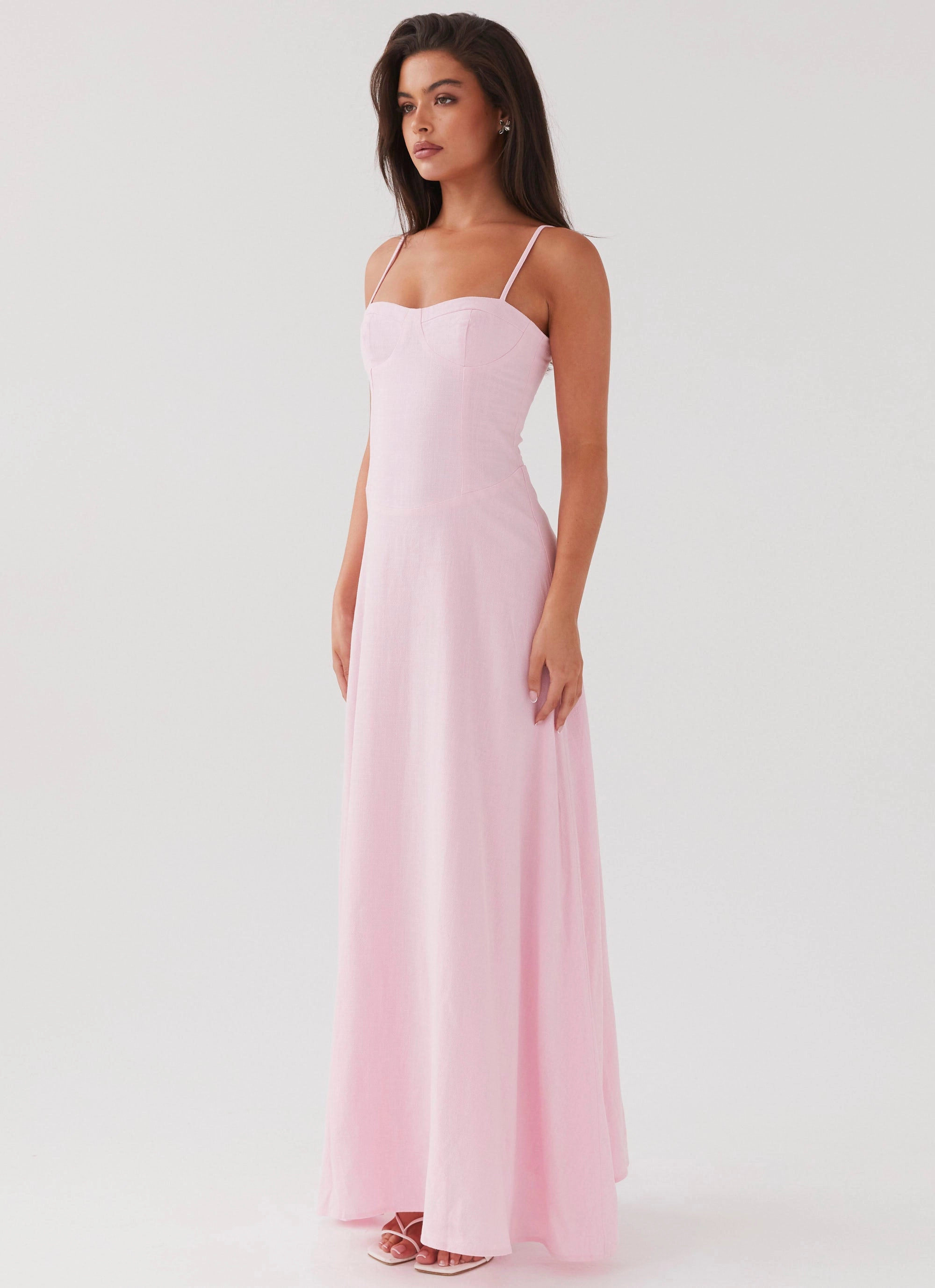 Calm Shine Perfect Fit Wear Angelina Linen Maxi Dress - Pink Petal
