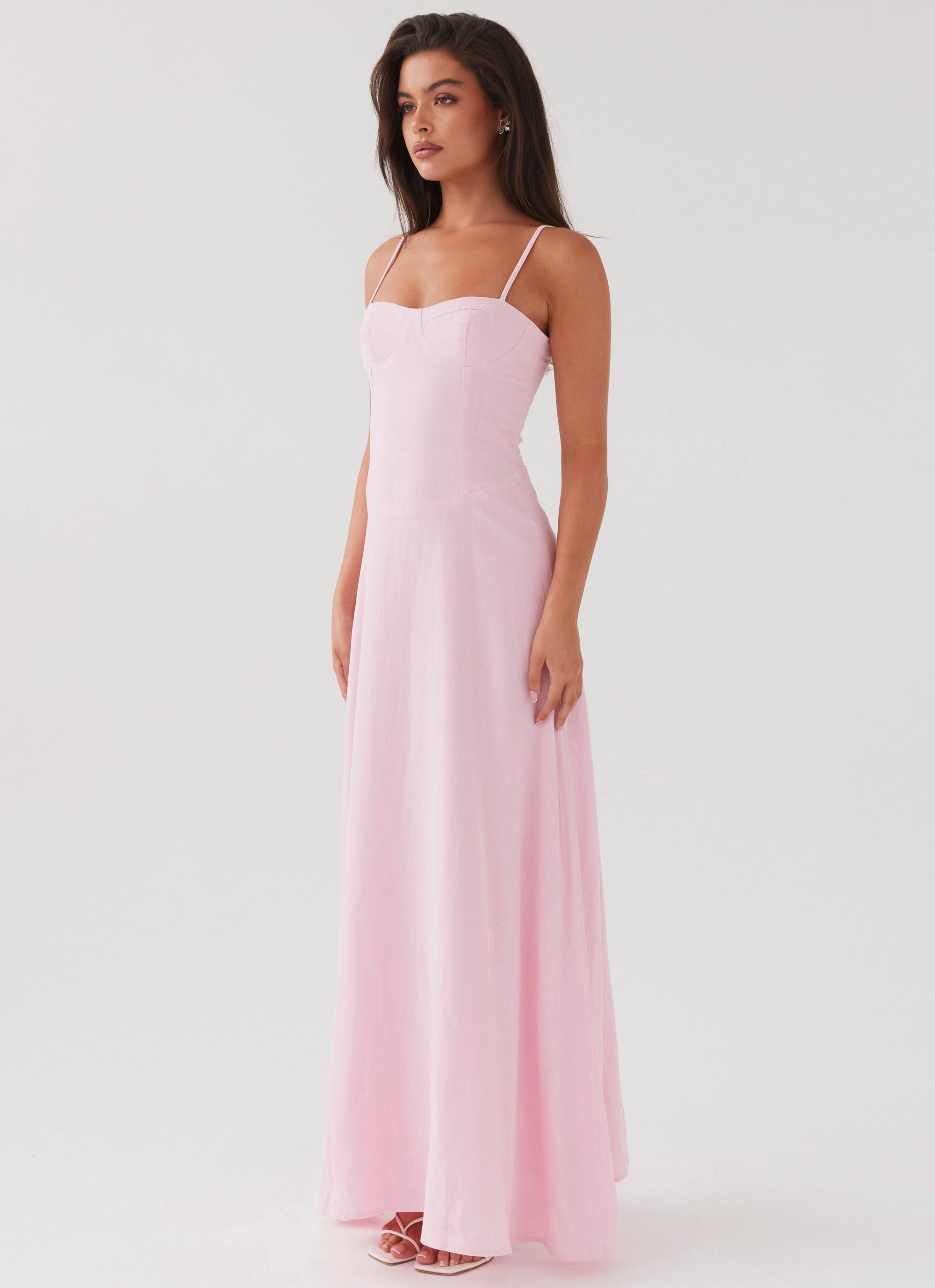 Angelina Linen Maxi Dress - Pink Petal Smart Layering
