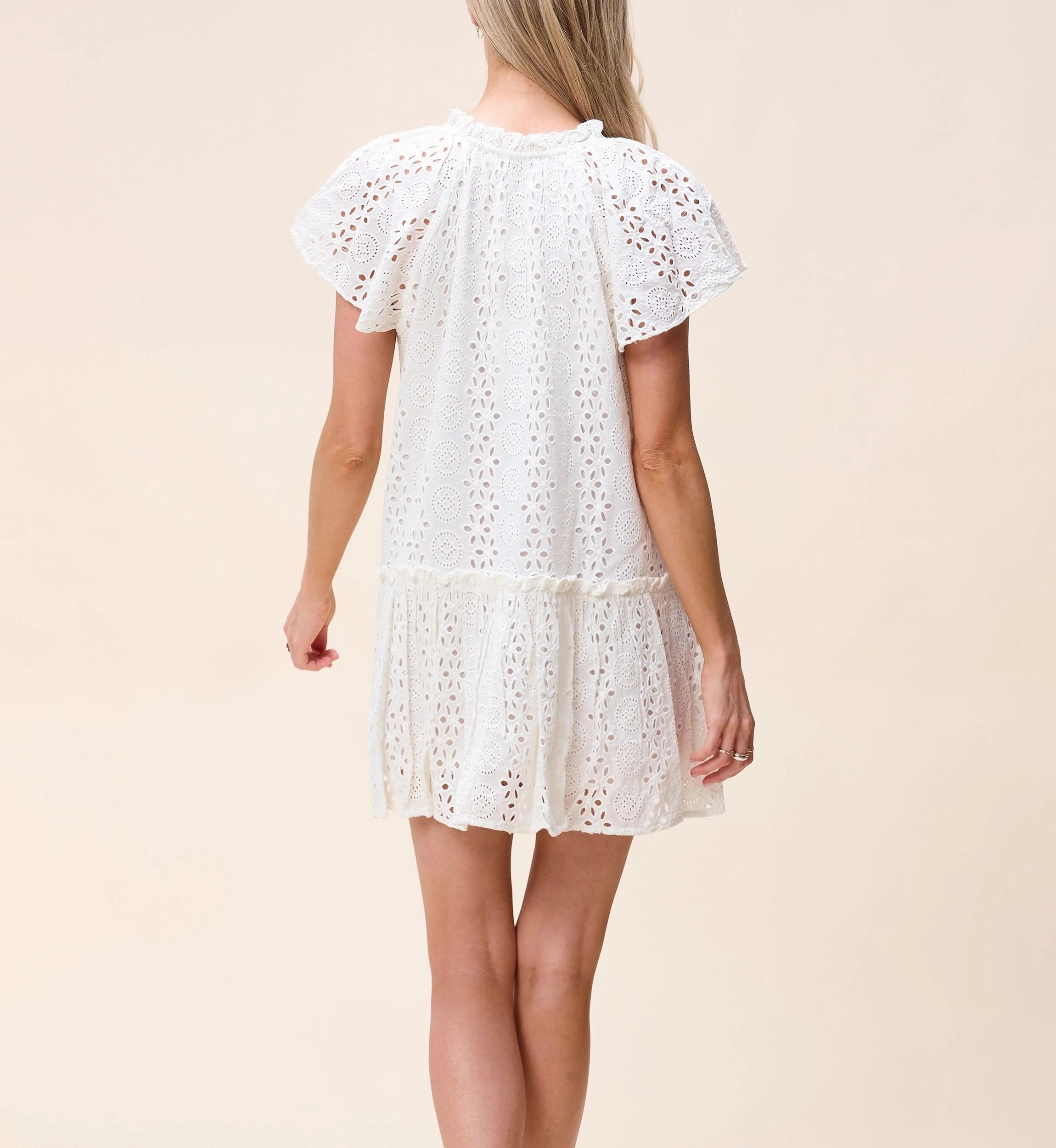 Soft touch finish Ventilated Side Panels Lydia Mini Dress | Ivory