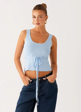 MoistureWicking Material Low Profile Collar Macall Knit Tank - Blue