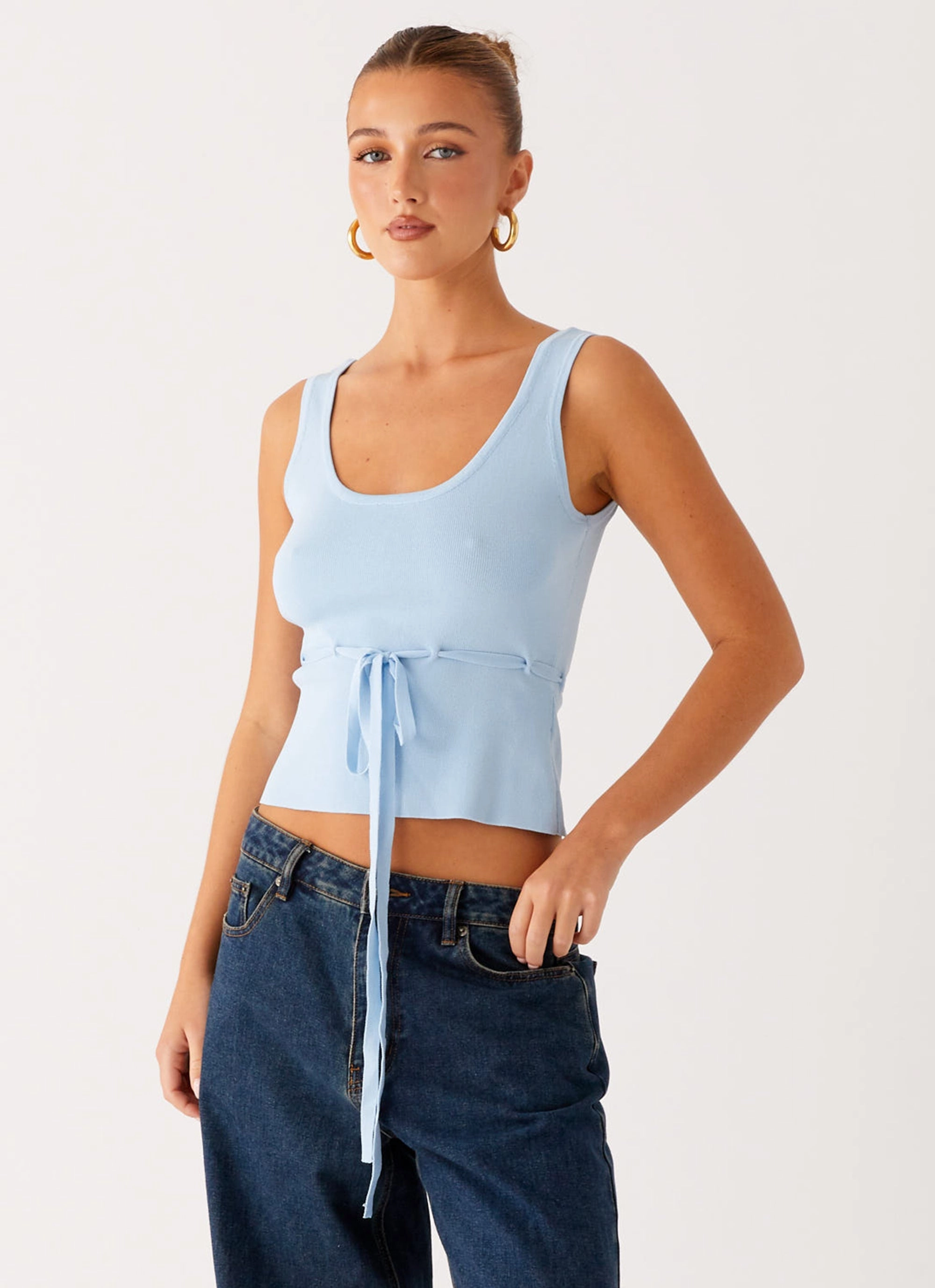 Macall Knit Tank - Blue LowImpact Manufacturing Layered Look