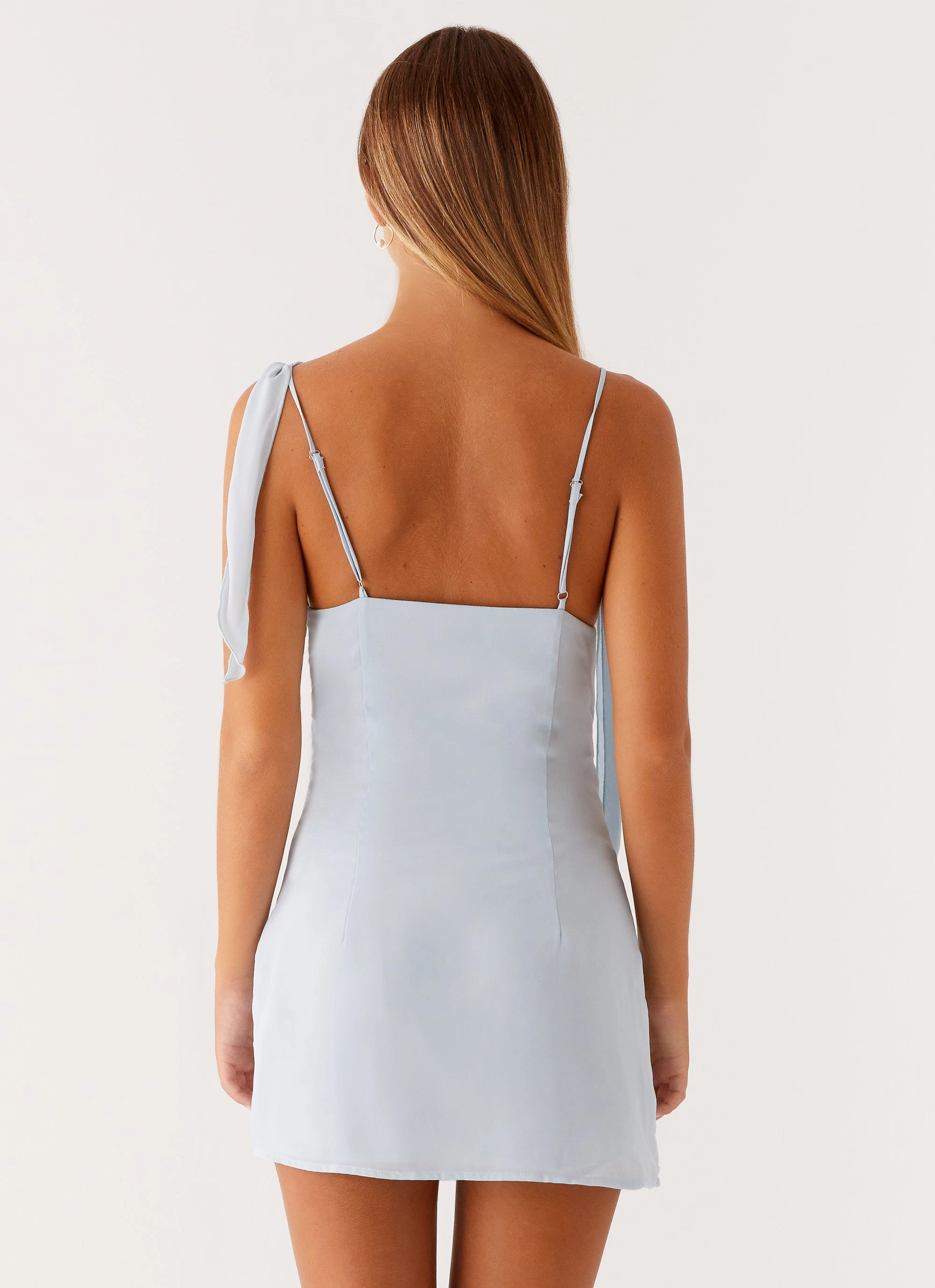 Lily Beaded Mini Dress - Pastel Blue Textured Flow Influencer-Style