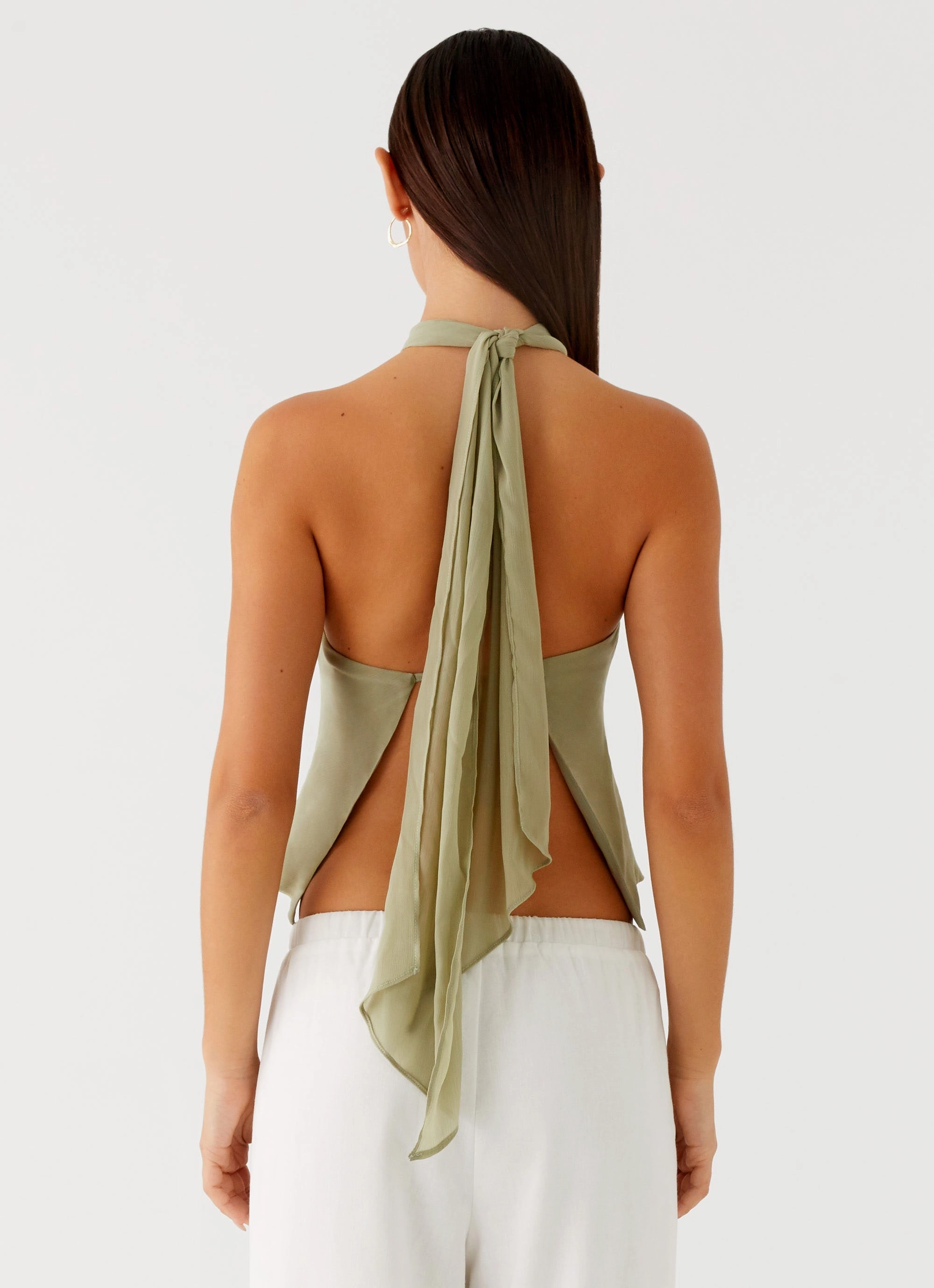 Relaxed Tank Water resistant coating Maddox Scarf Top - Sage