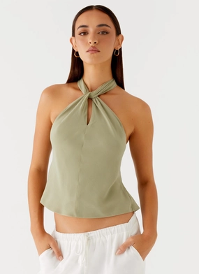 Maddox Scarf Top - Sage Relaxed Dress