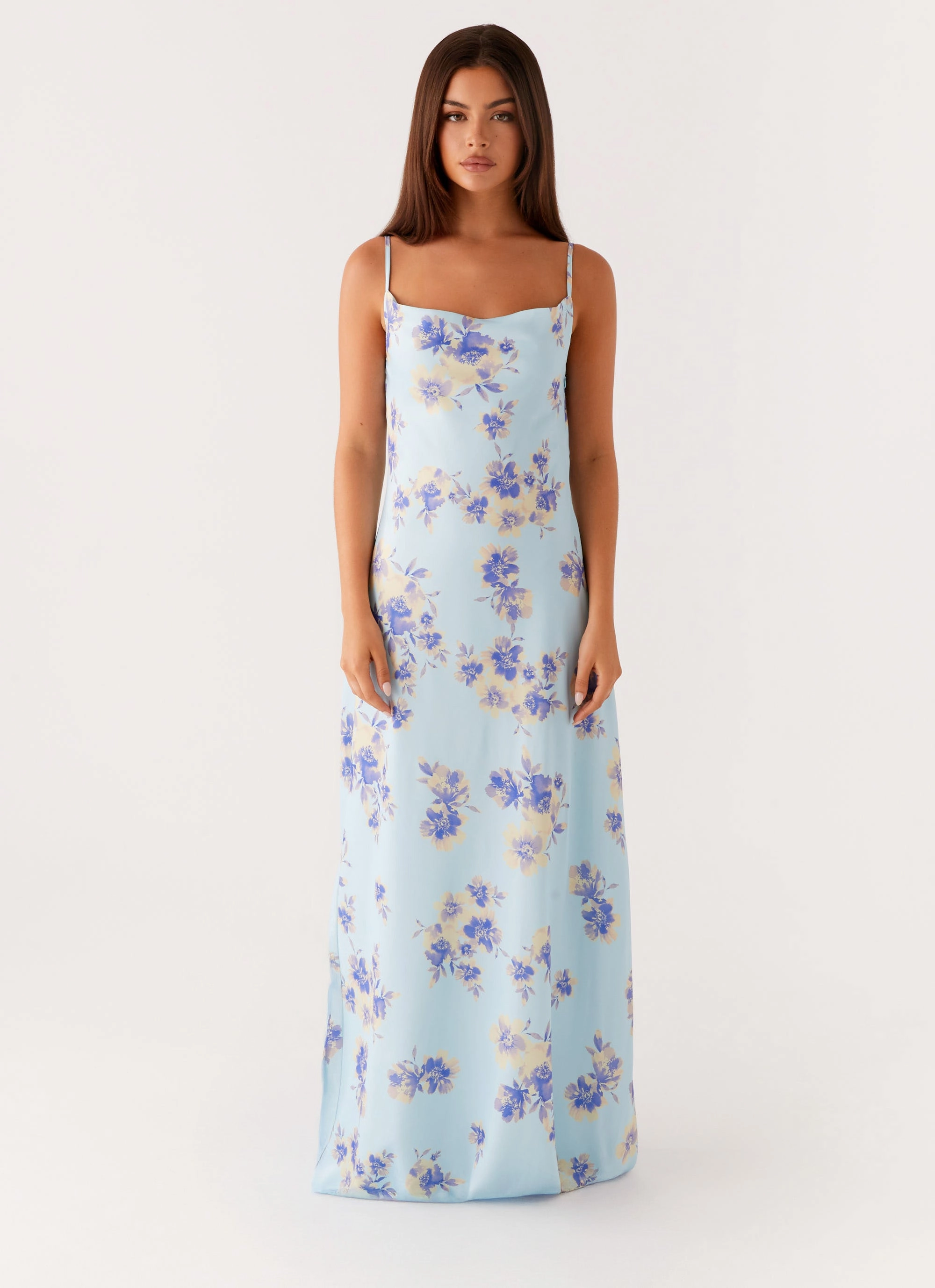 Liana Cowl Maxi Dress - Print Versatile and Comfortable Mesh-Detail