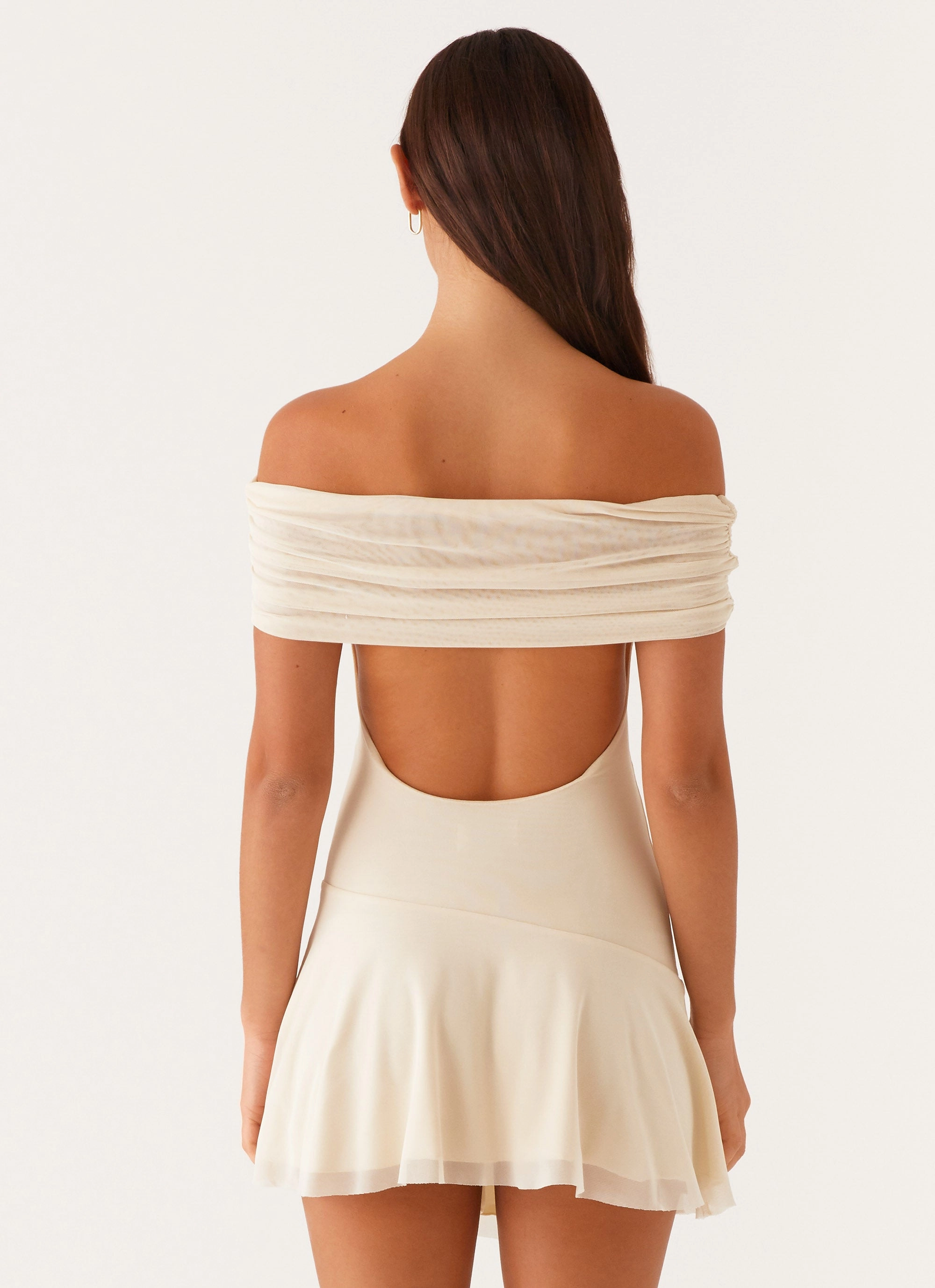 Lounge Mode Finola Off Shoulder Mini Dress - Pastel Yellow