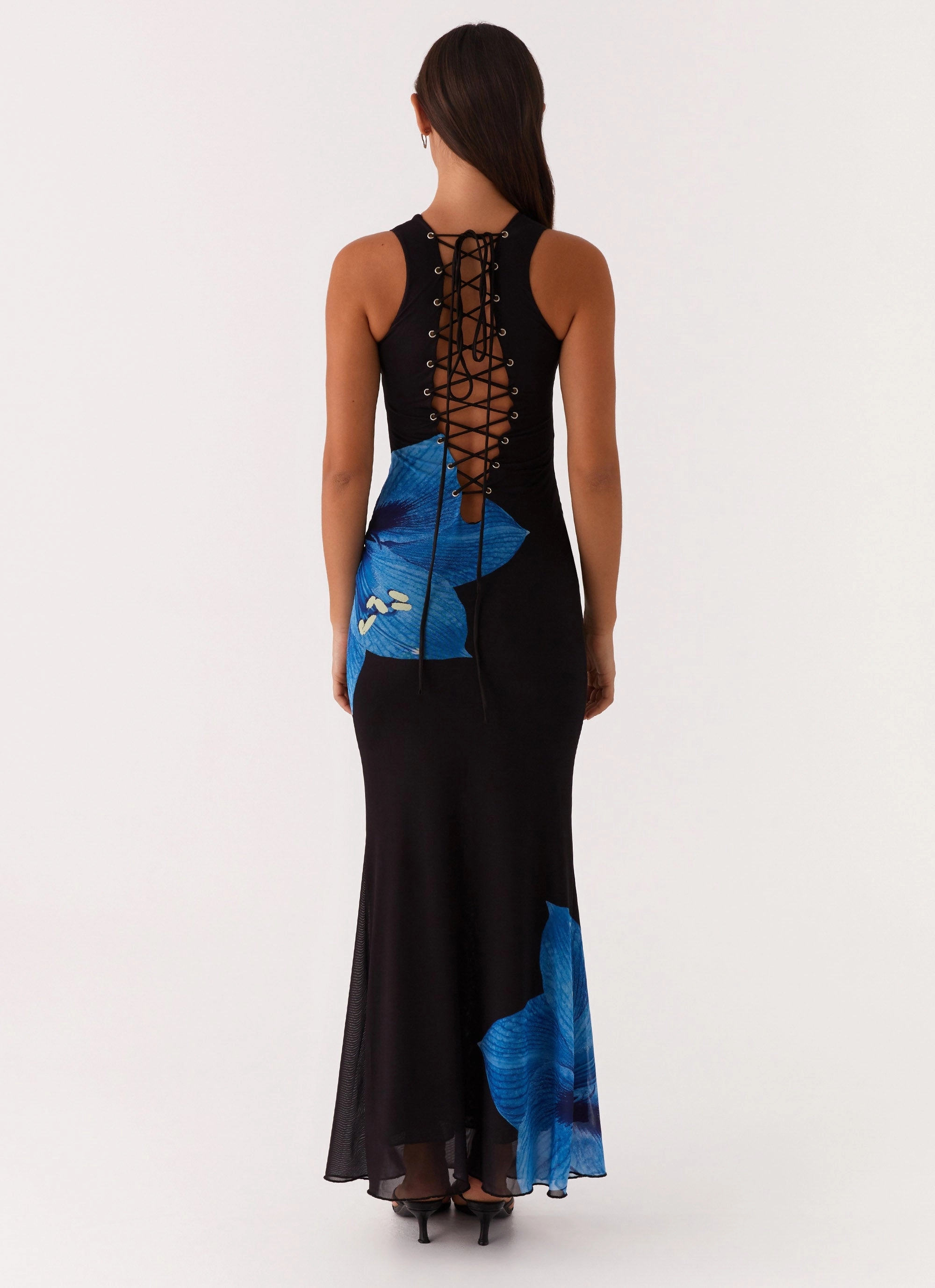 Manhattan Nights Maxi Dress - Black Zip Closure Light Aesthetic