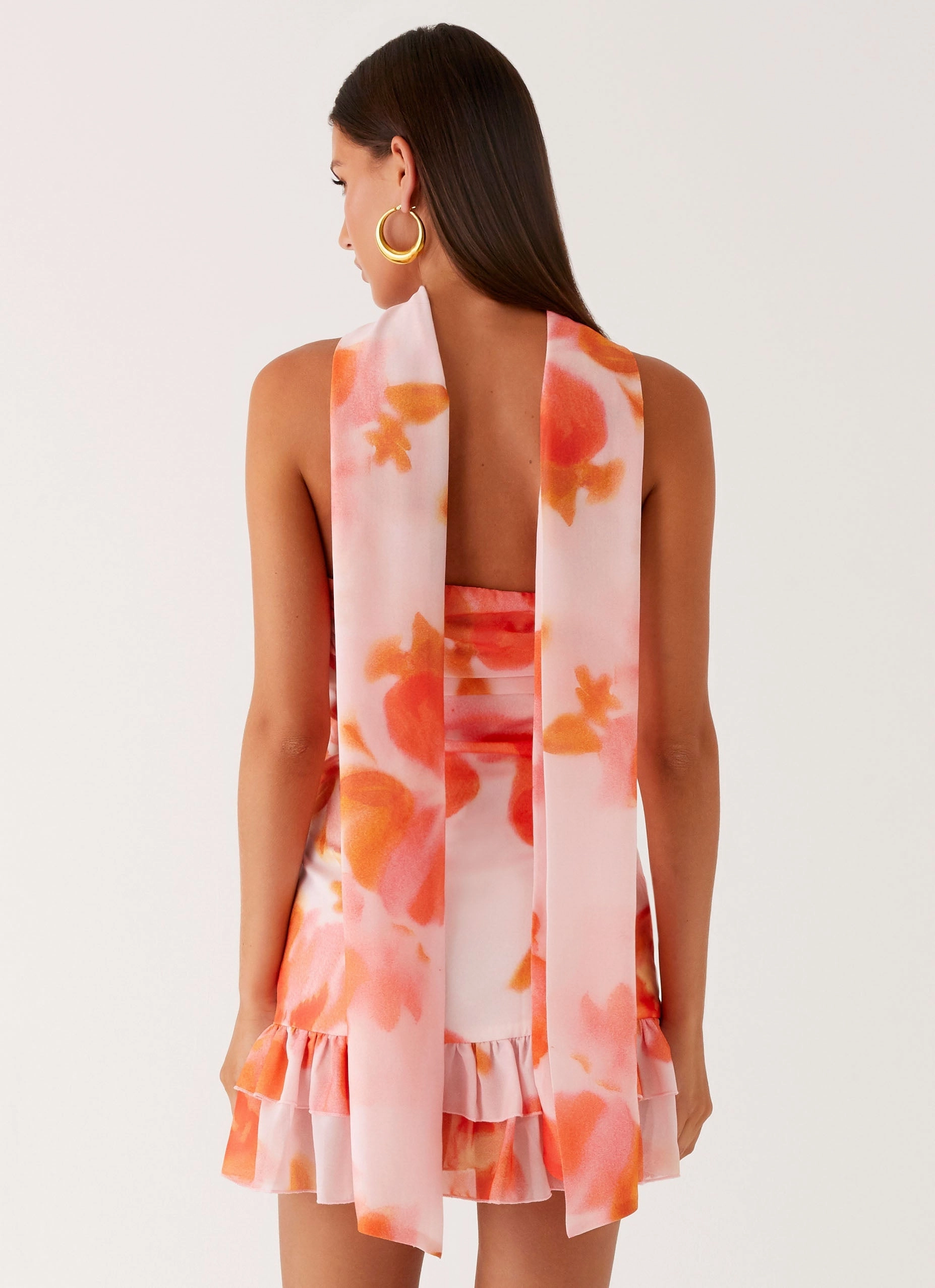 Flattering Silhouette Manon Scarf Mini Dress - Blushing Blossom