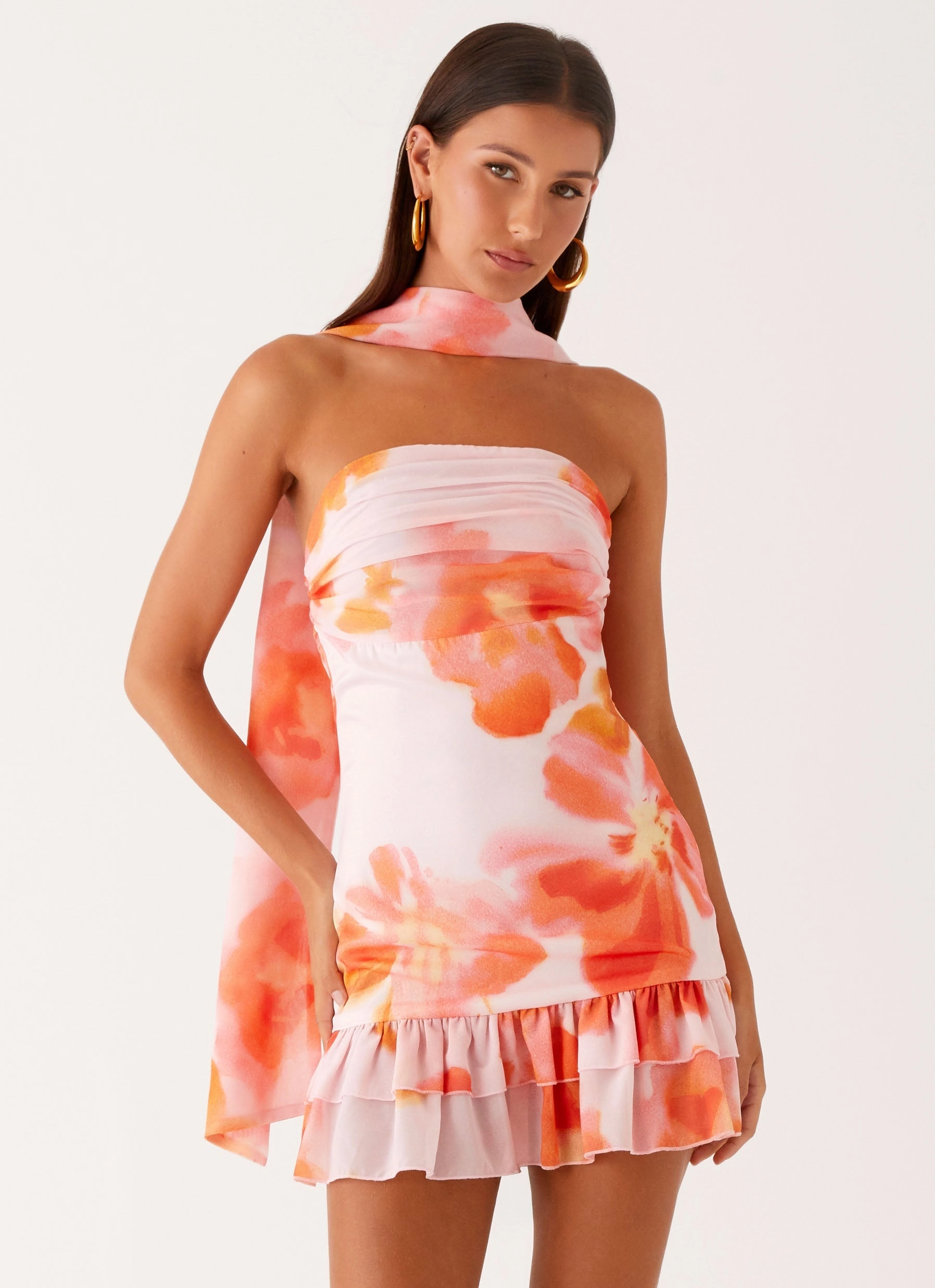 Outdoor Scene Manon Scarf Mini Dress - Blushing Blossom