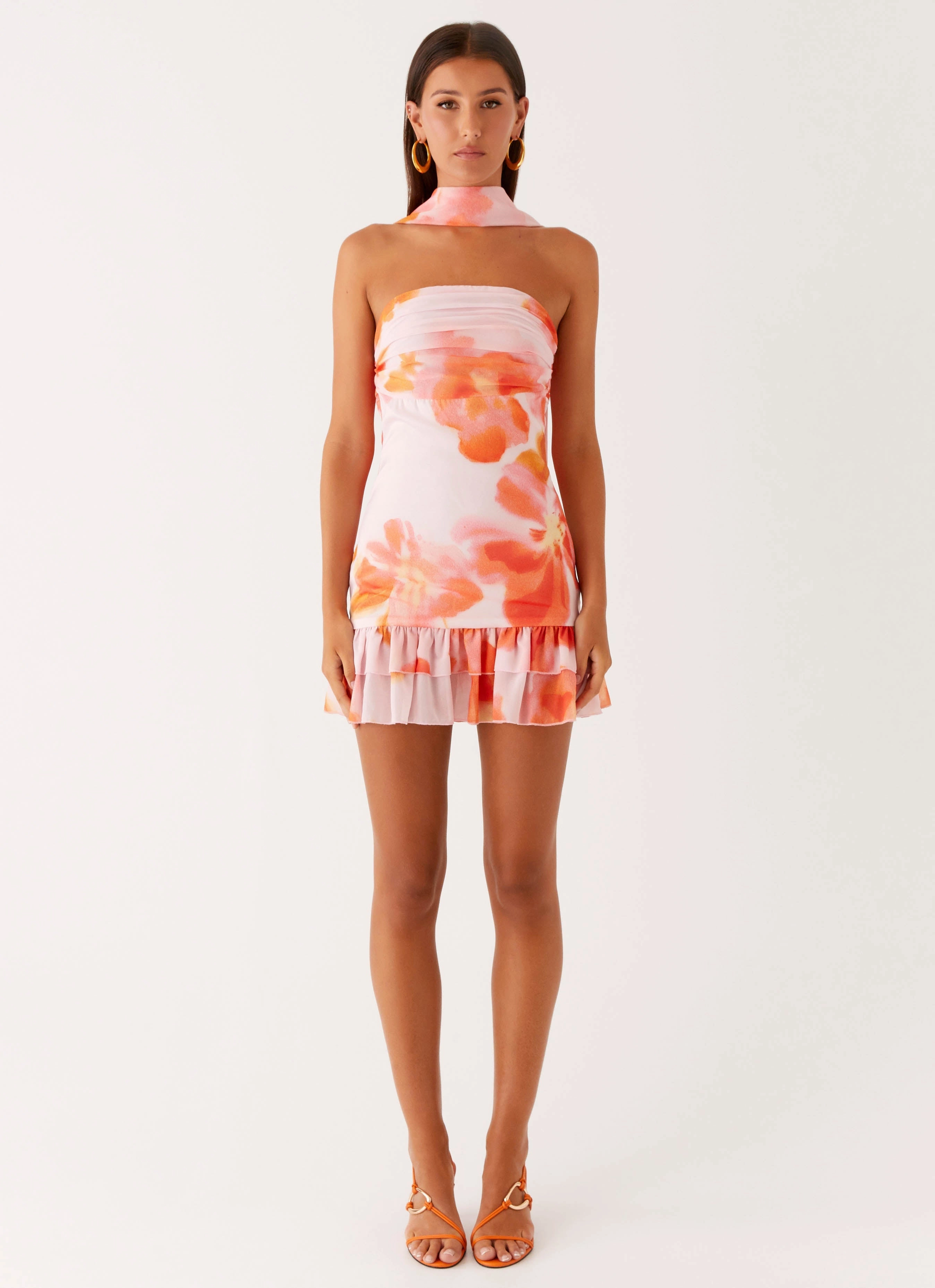 Manon Scarf Mini Dress - Blushing Blossom Easy Draping Luxe Look